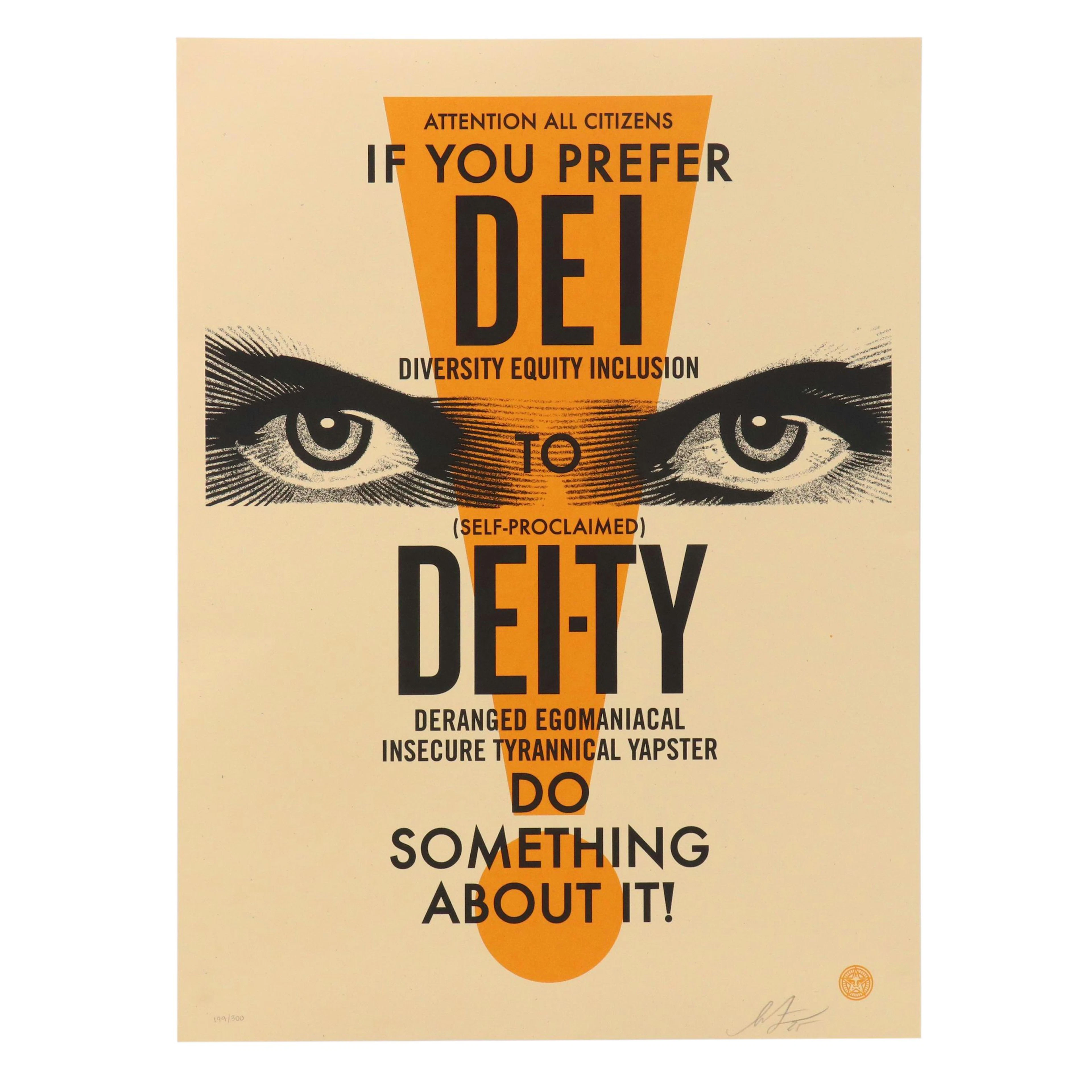Shepard Fairey Limited Edition Serigraph "DEI-TY (Cream)," 2025