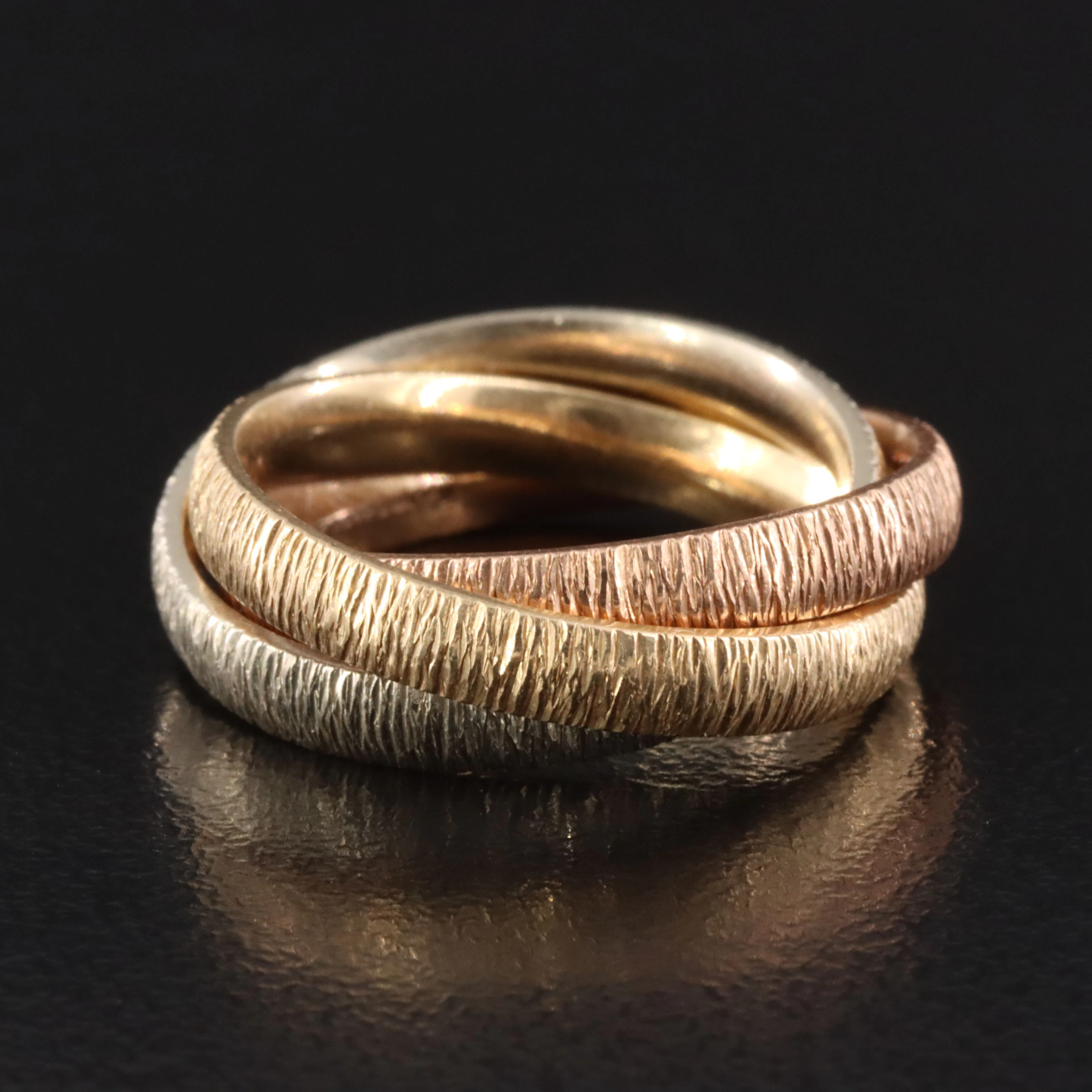 J.R. Wood & Sons ArtCarved 14K Tri-Color Rolling Ring