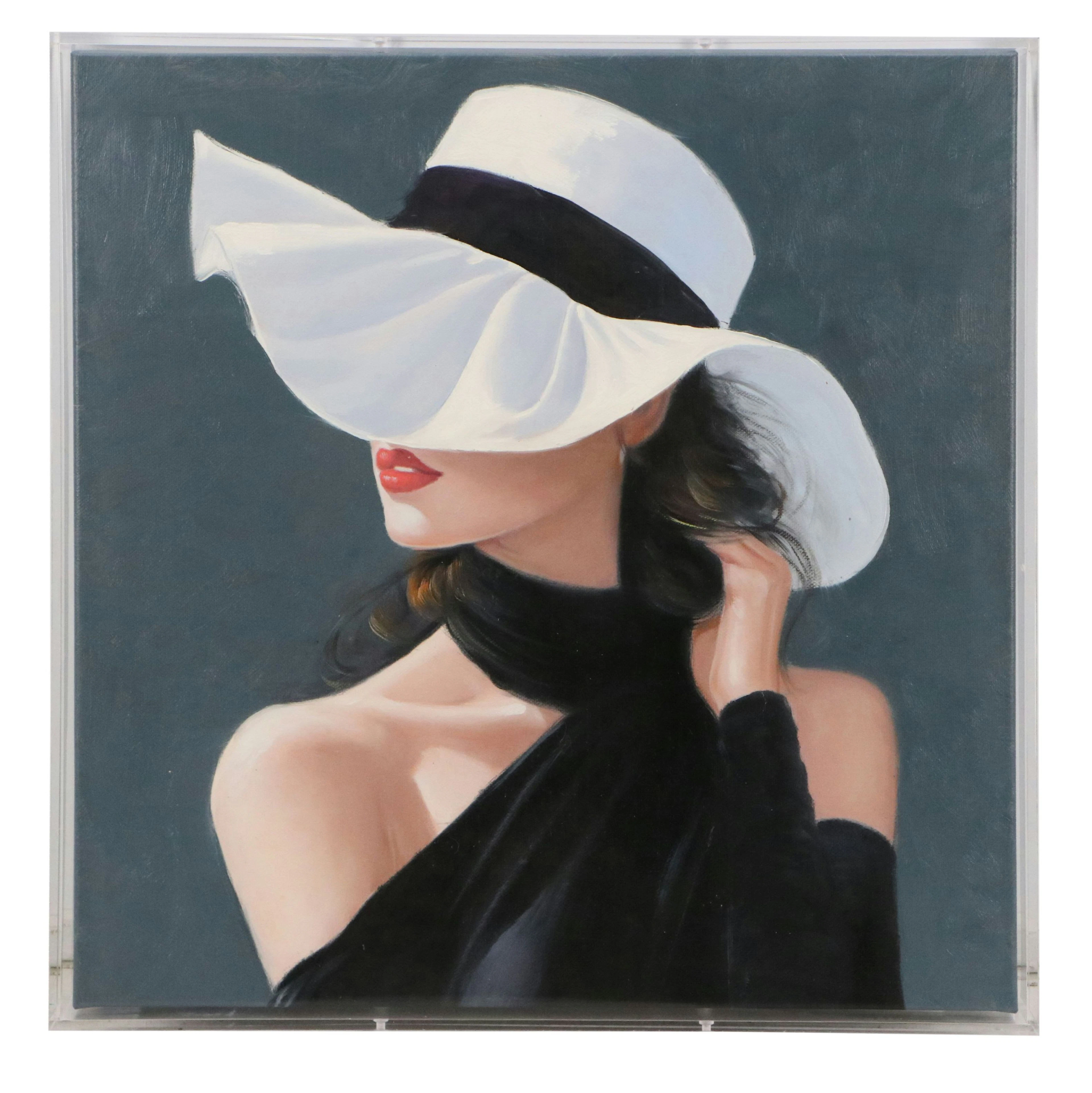 M. Ming Oil Painting "The Wide Brim Hat"