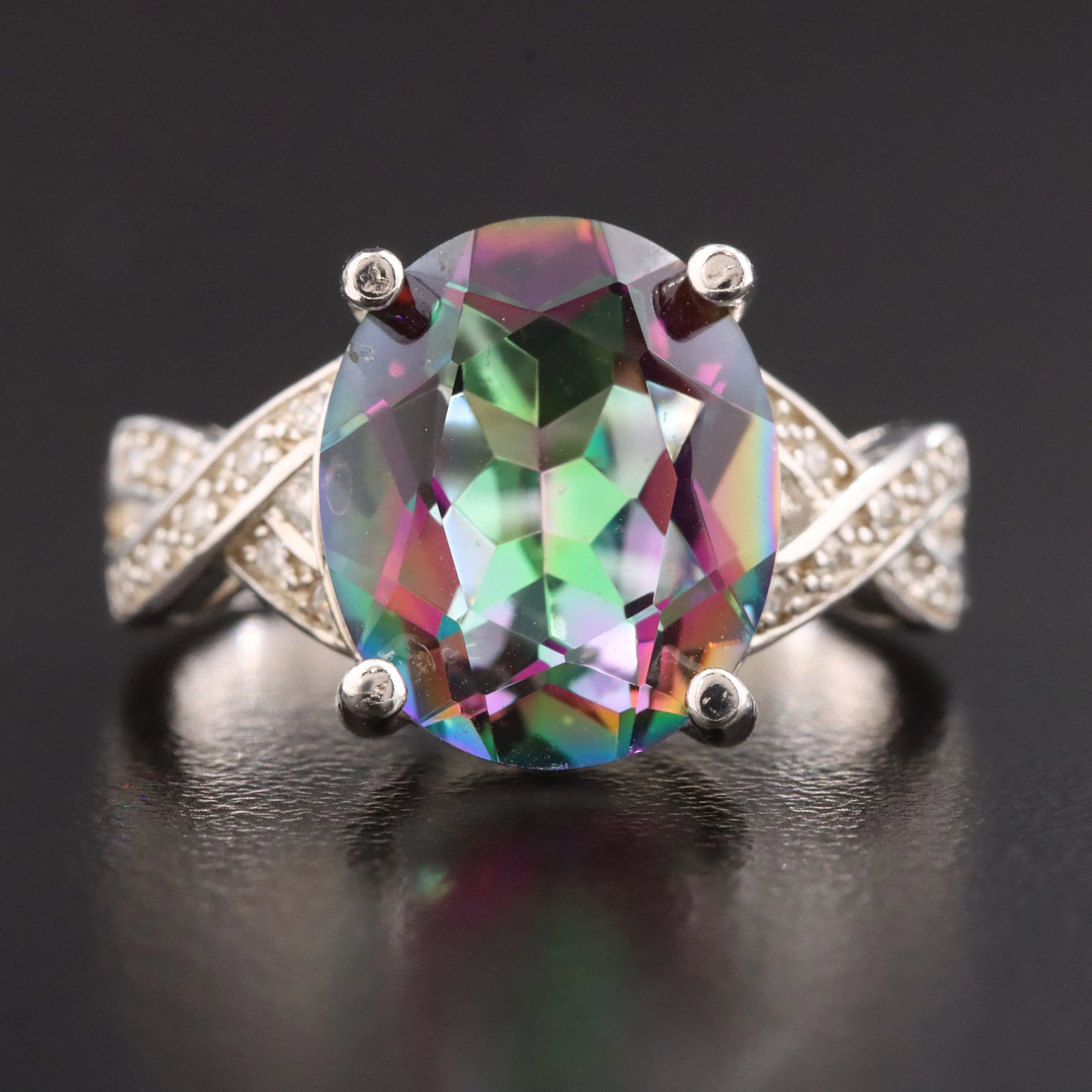 Sterling Mystic Topaz with CZ Accents Ring