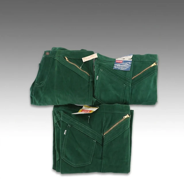 Vintage Deadstock Levi's White Tab Movin' On Euro-Cut Bell-Bottom Green Pants