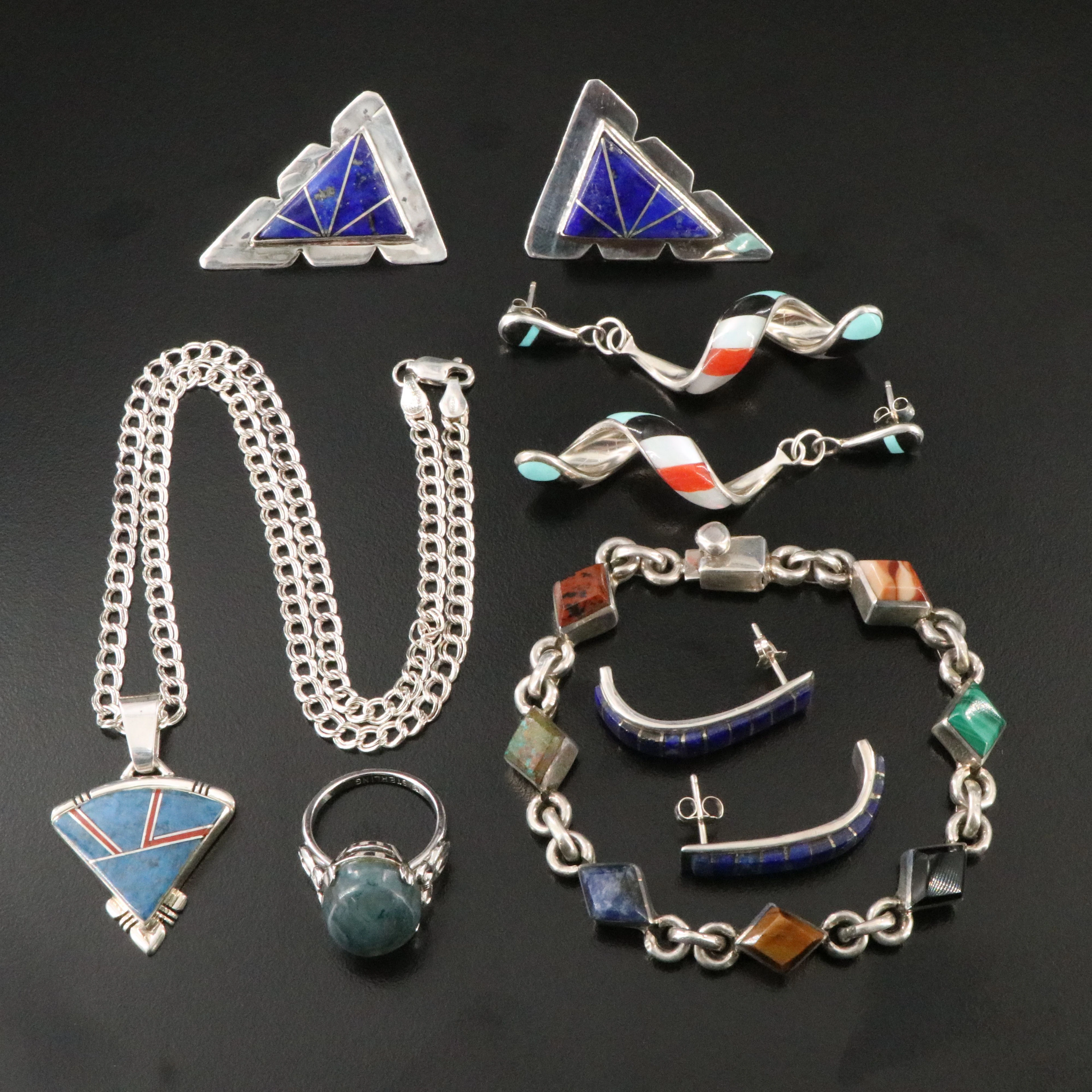 John Charley Navajo Diné Featured in Southwestern Sterling Jewelry