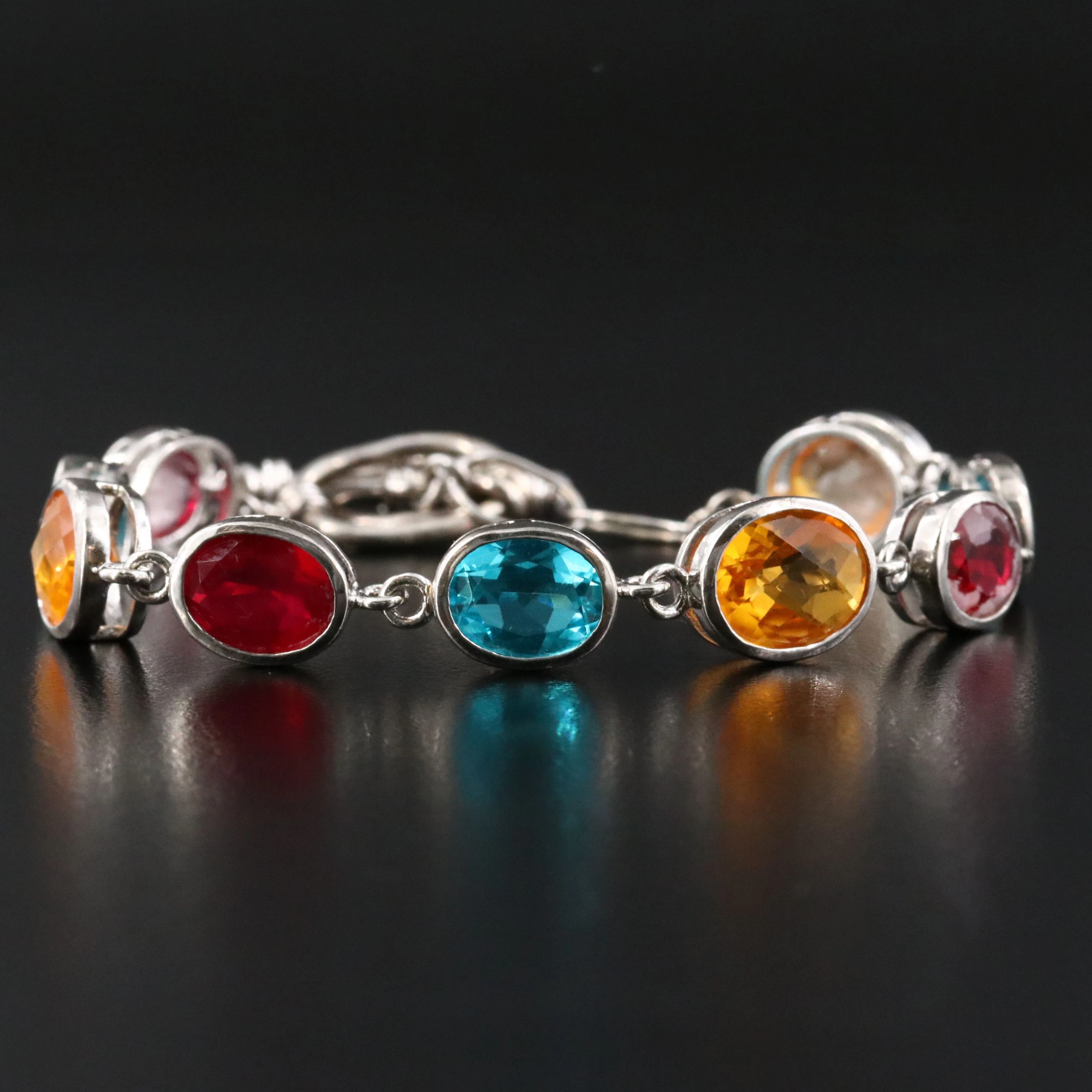Sterling Gemstone Link Bracelet