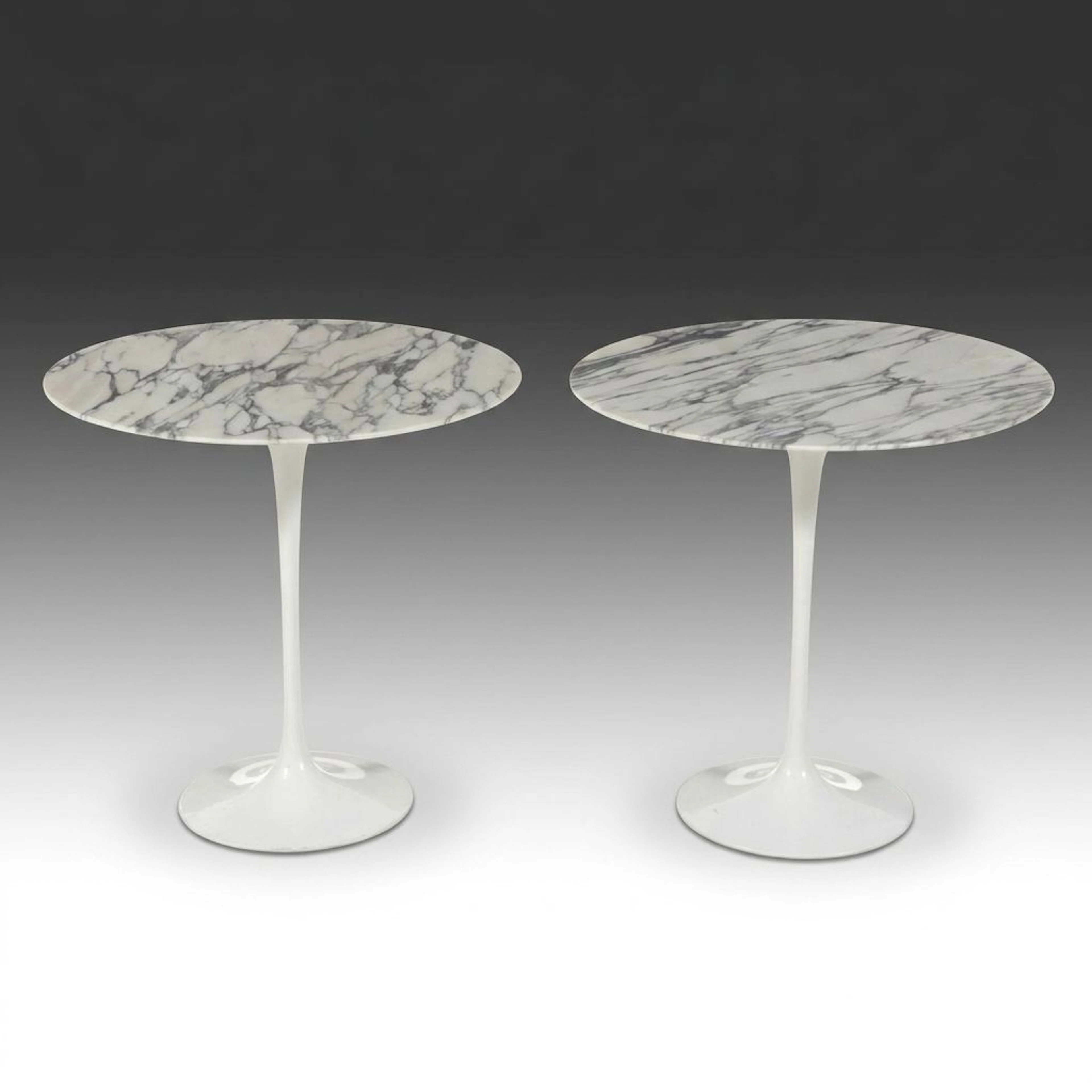 Marble Top Tulip End Tables, Mid-20th C., Manner of Eero Saarinen for Knoll