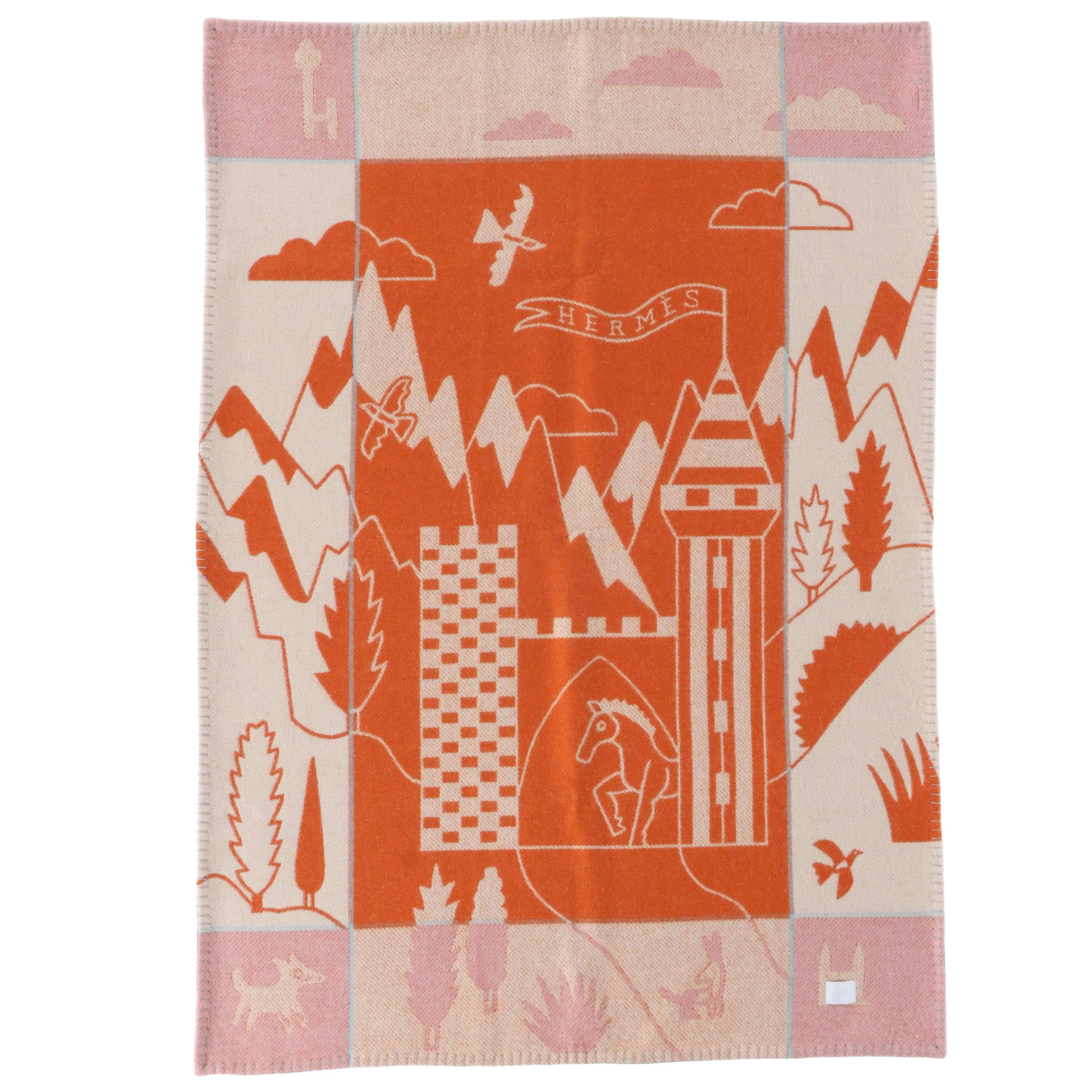 Hermès Avalon Epopee Crib Blanket in Wool/Cashmere Blend