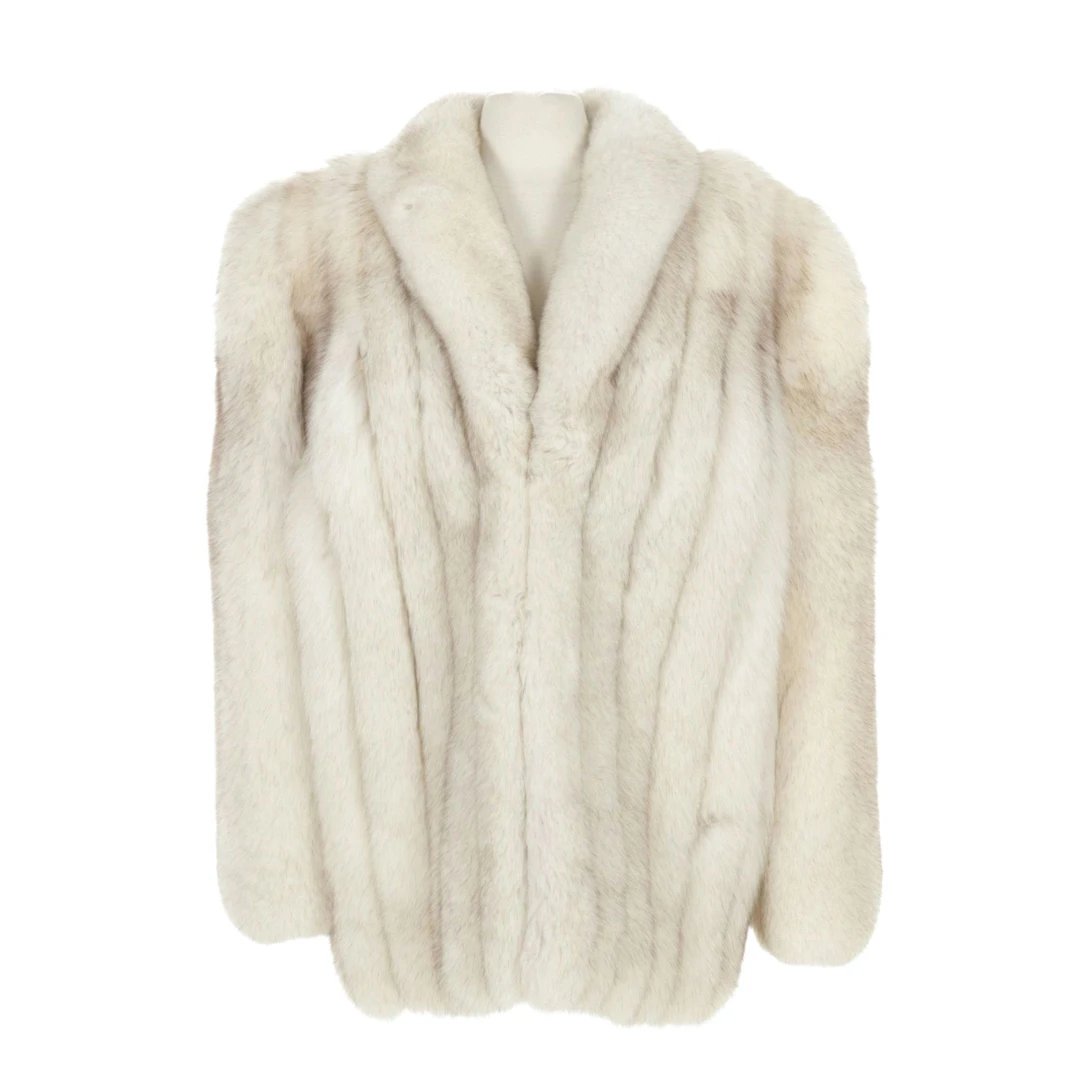 Blue Fox Fur Jacket with Full Pelt Sleeves