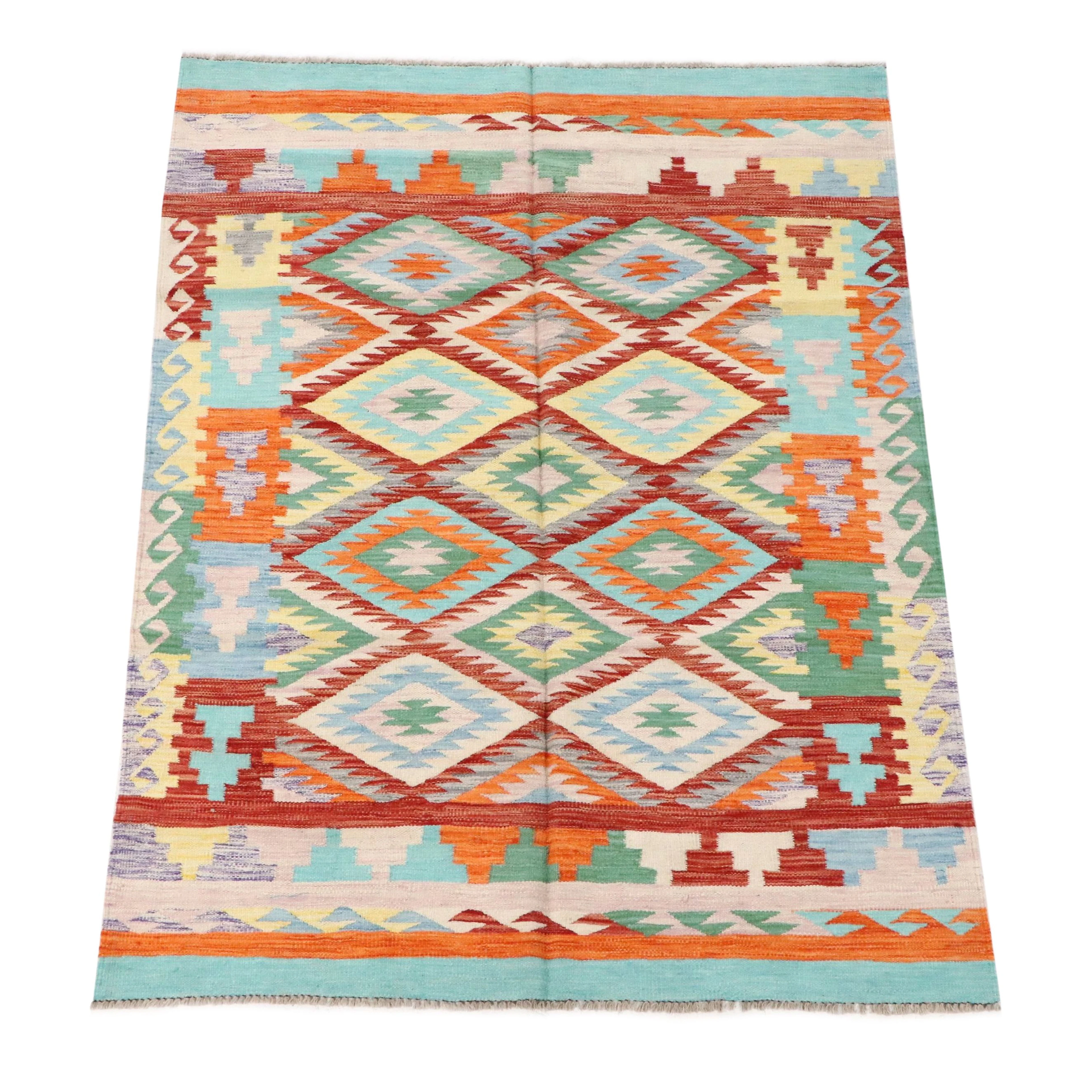 5' x 6'9 Handwoven Pakistani Kilim Area Rug