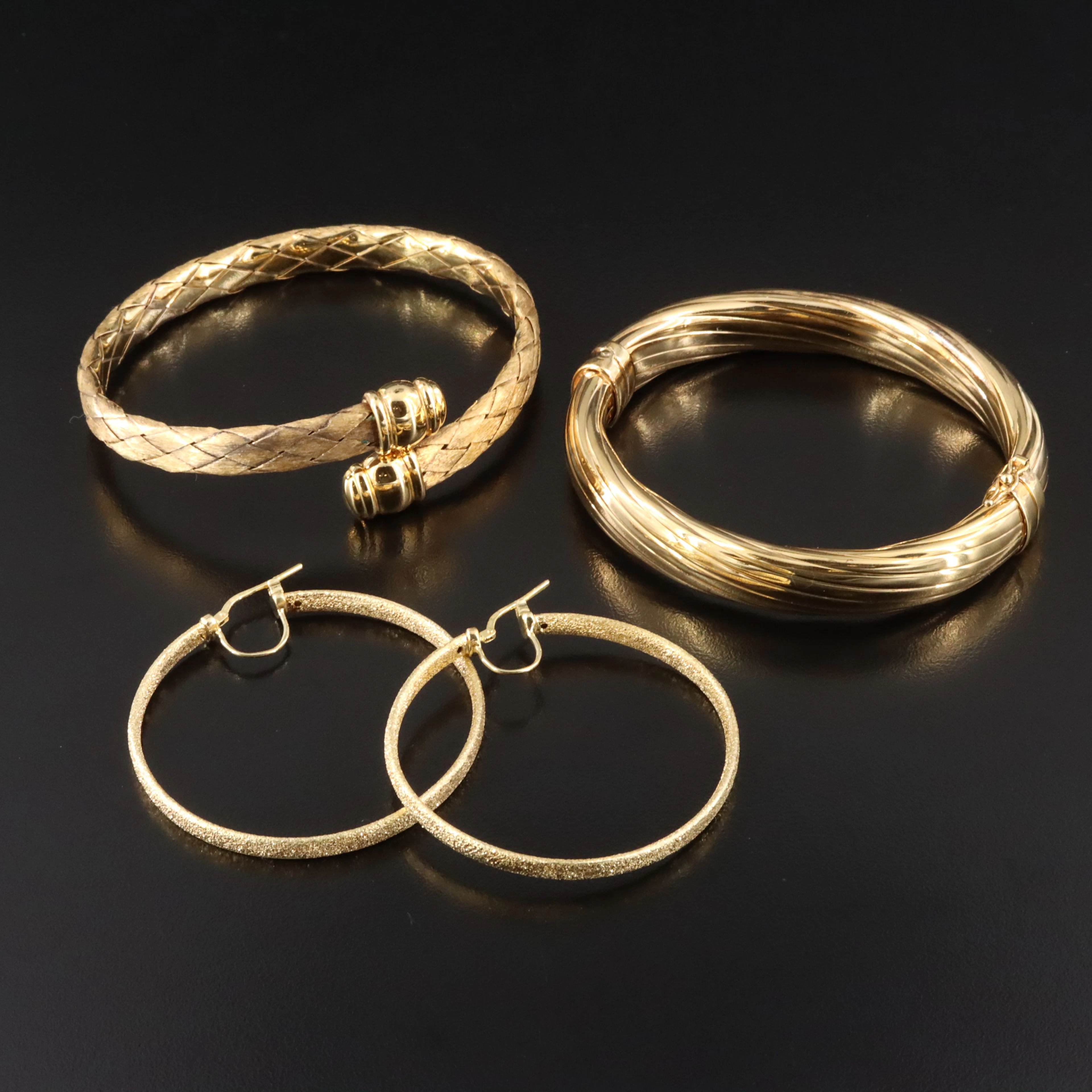 Sterling Veronese Bracelets & Italian Milor Hoops with Sandblast Finish