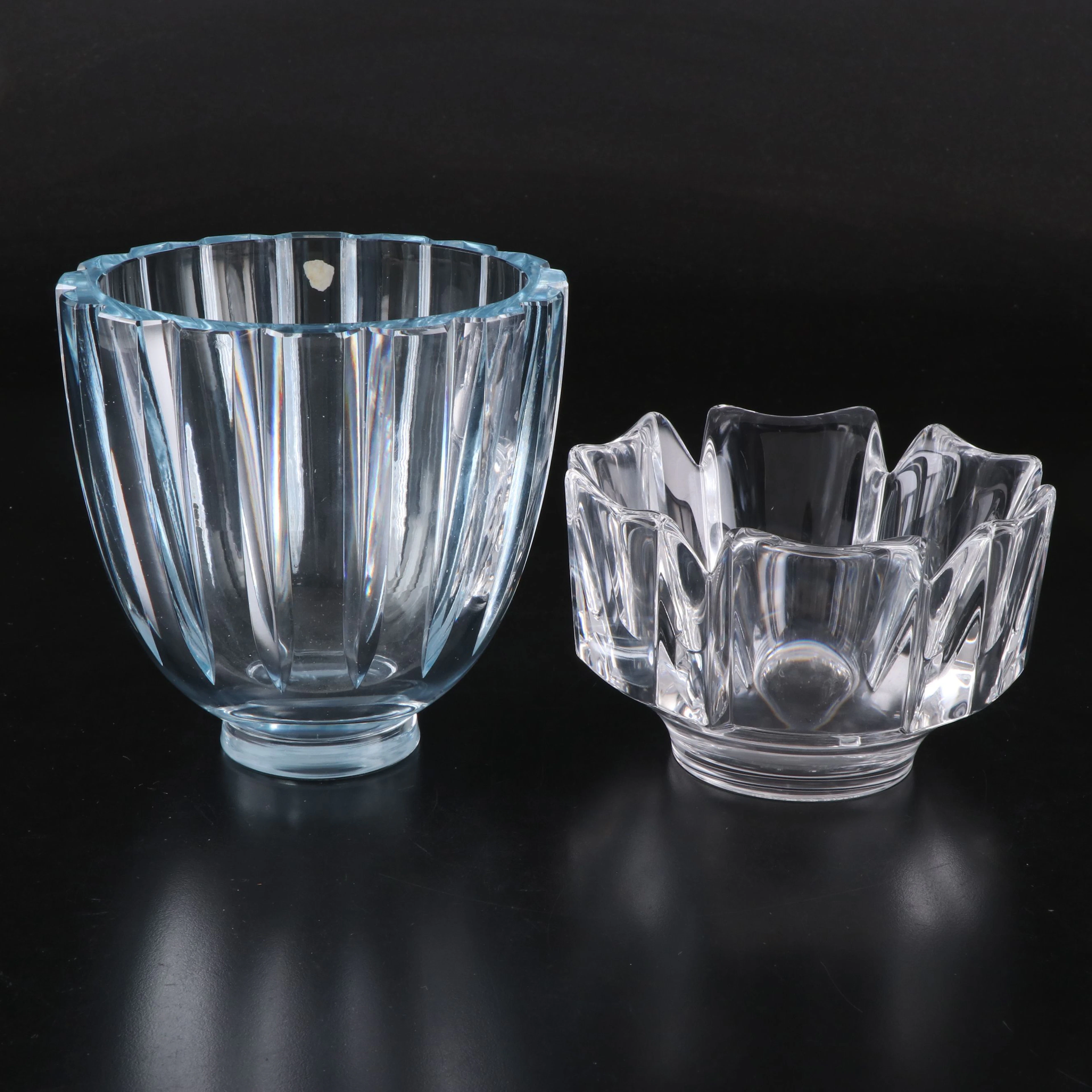 Orrefors "Corona" and Edvin Öhrström Designed Crystal Bowls