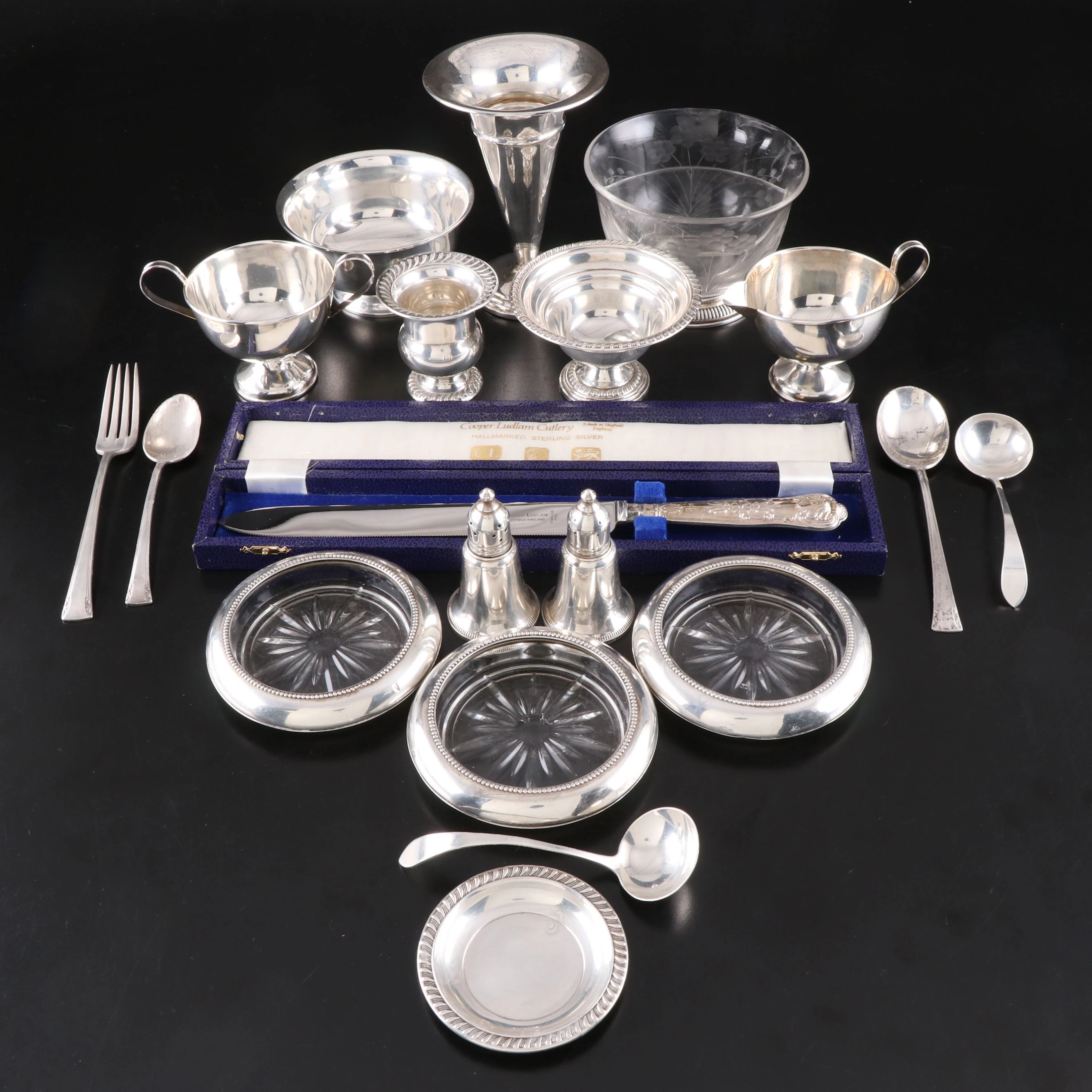 Watrous Goblet, Frank M. Whiting Coasters and More Sterling Silver Tableware