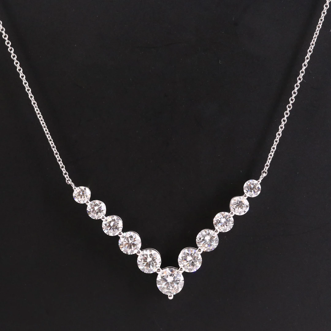 14K 5.00 CTW Lab Grown Diamond Chevron Station Necklace