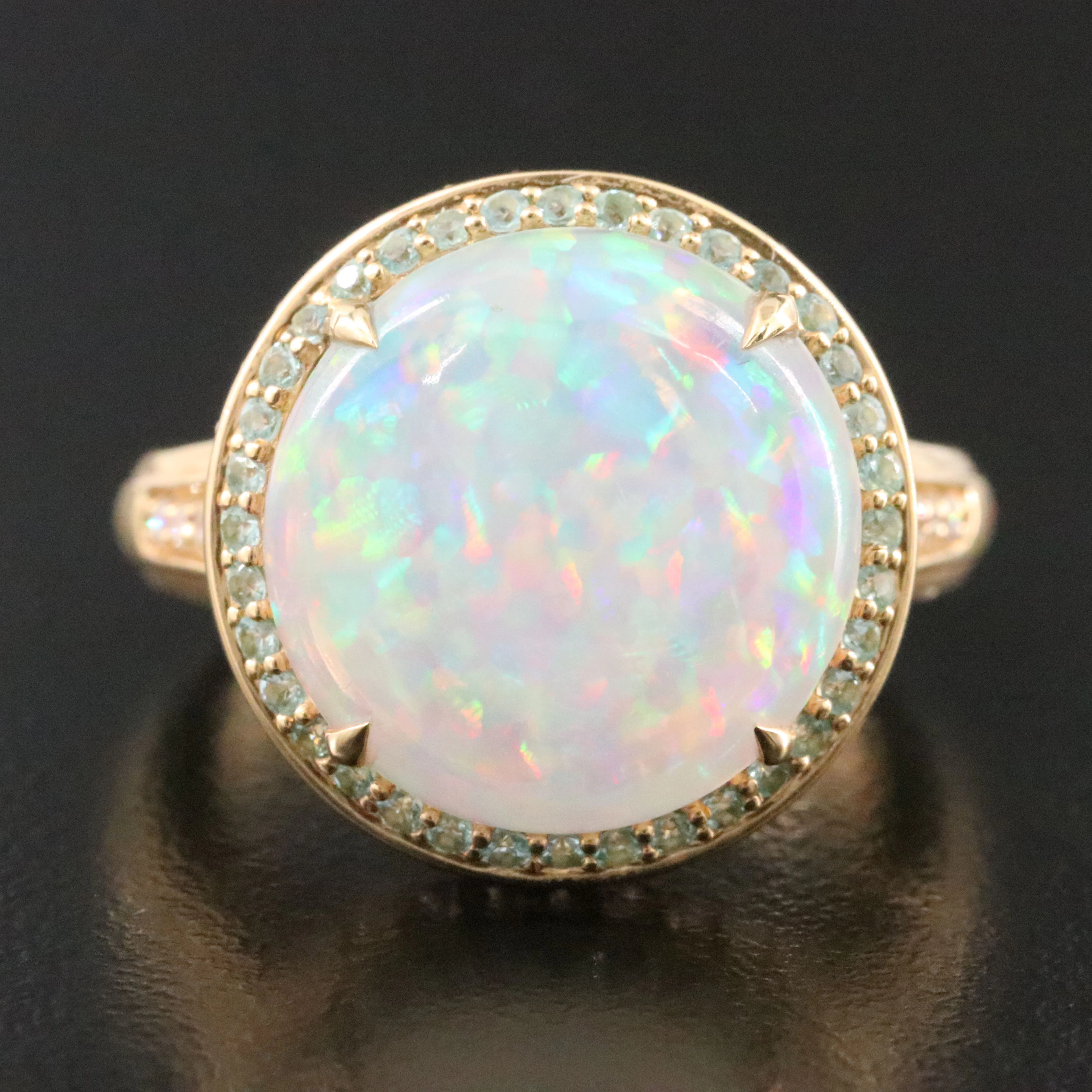 Chromia 18K Opal, Tourmaline, and Diamond Ring