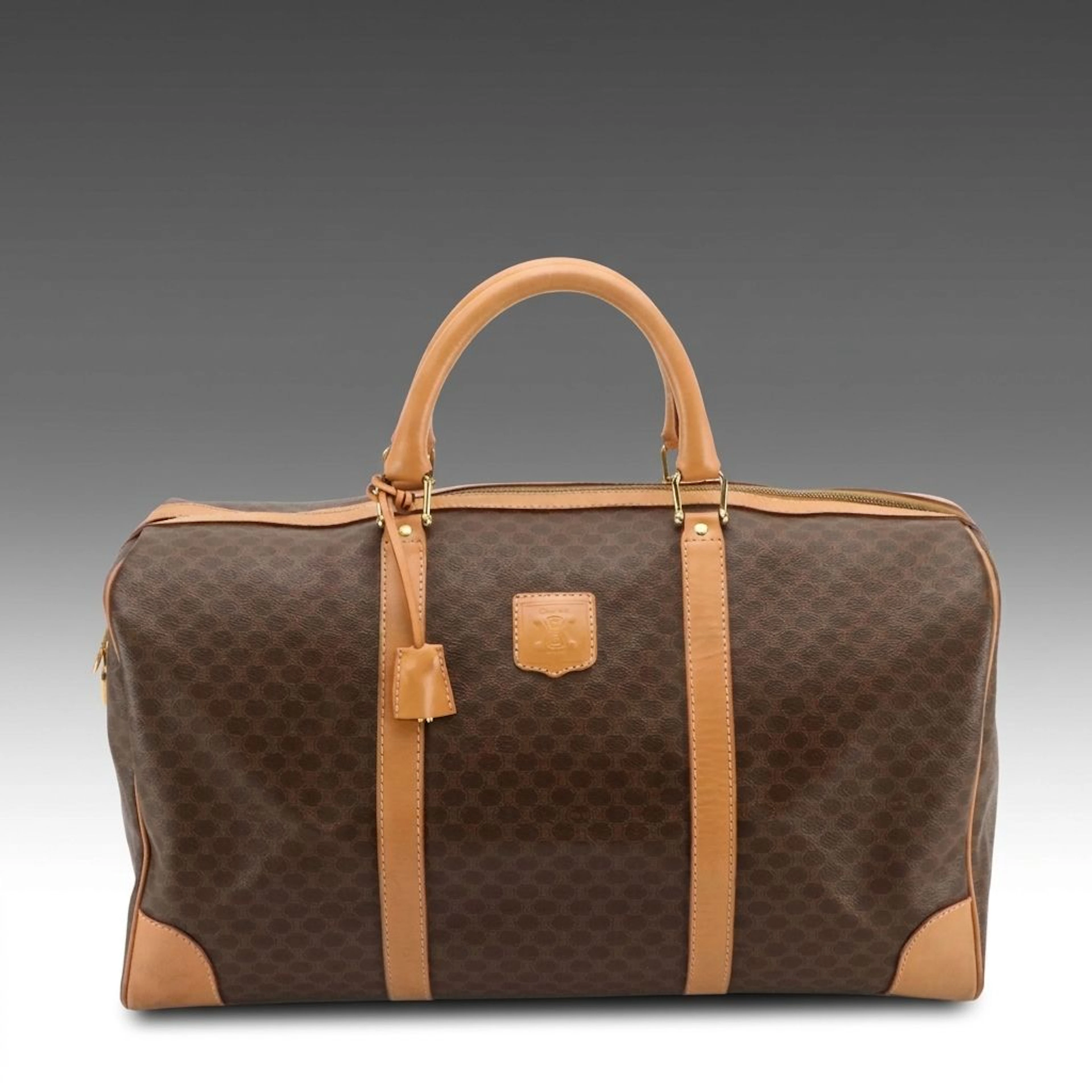 Celine Duffle Bag in Dark Brown Macadam Canvas and Leather