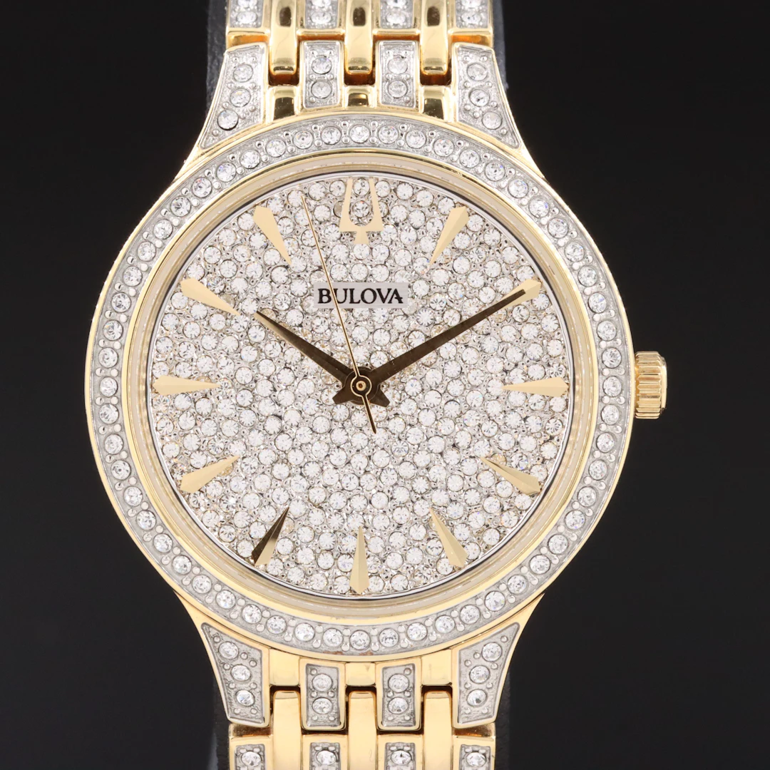 Bulova Phantom Crystal Gold-Tone Quartz Dress Watch Watch 98L263