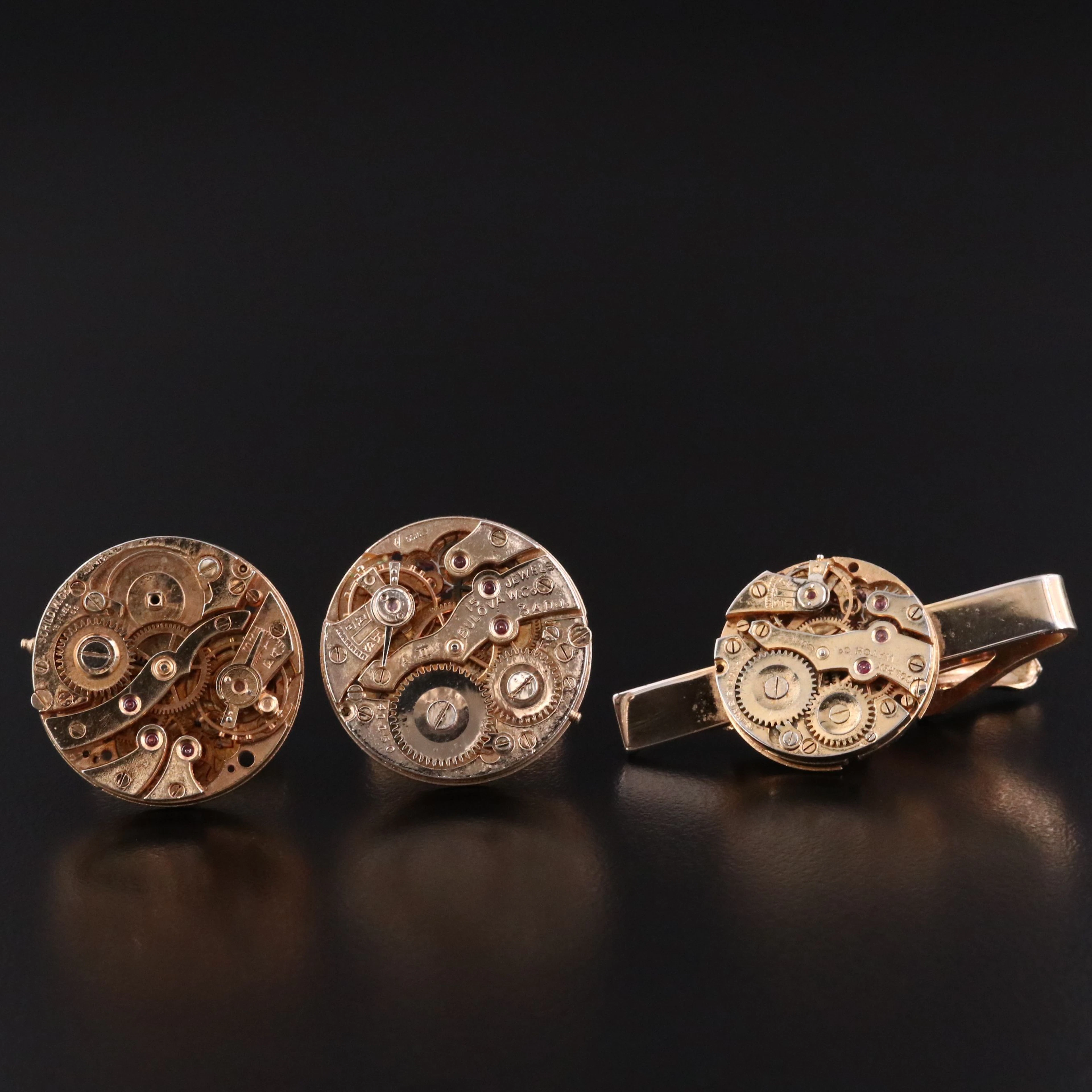 Watch Gear Cufflinks & Tie Clip