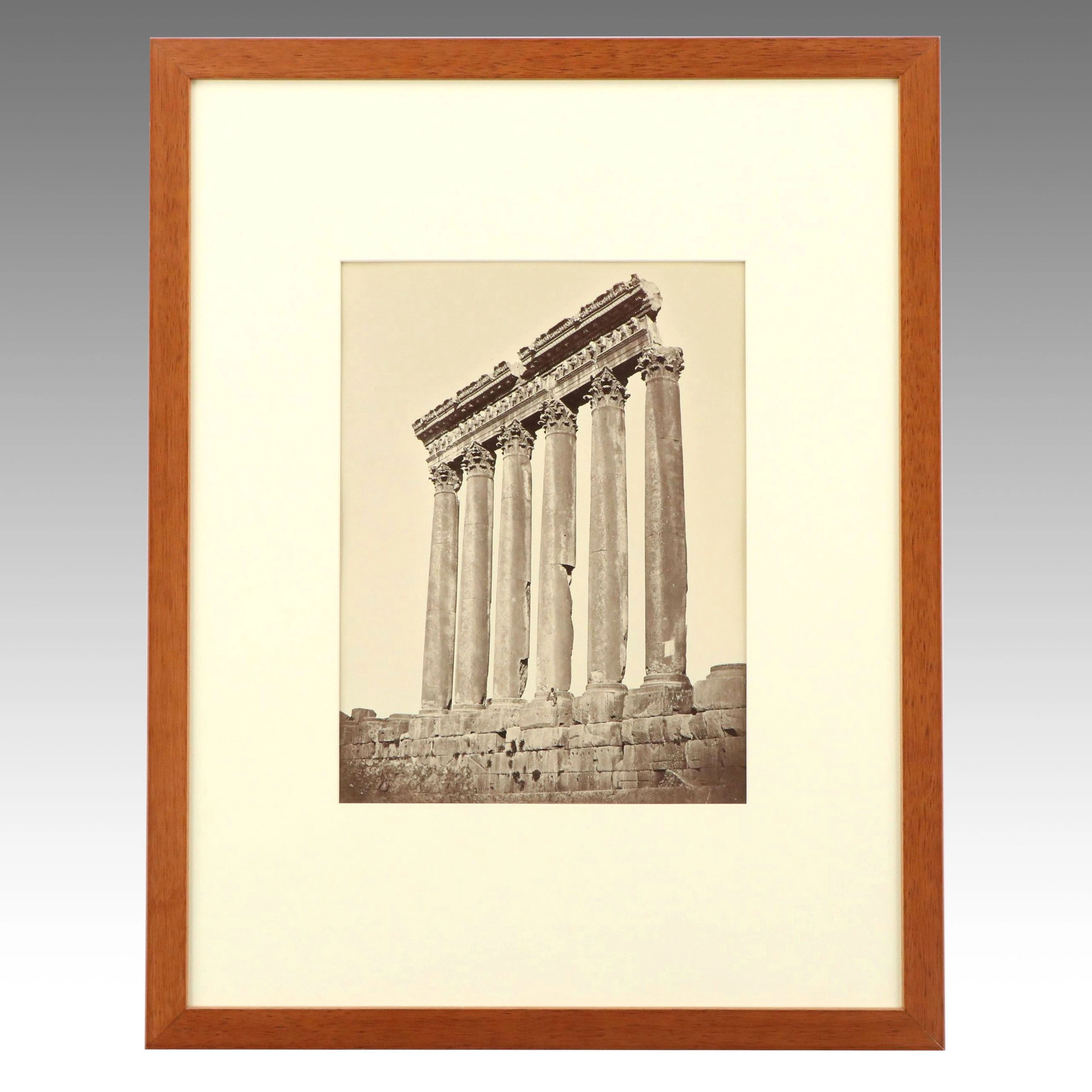Antique Grand Tour Photograph of the Temple of Jupiter at Baalbek, Lebanon
