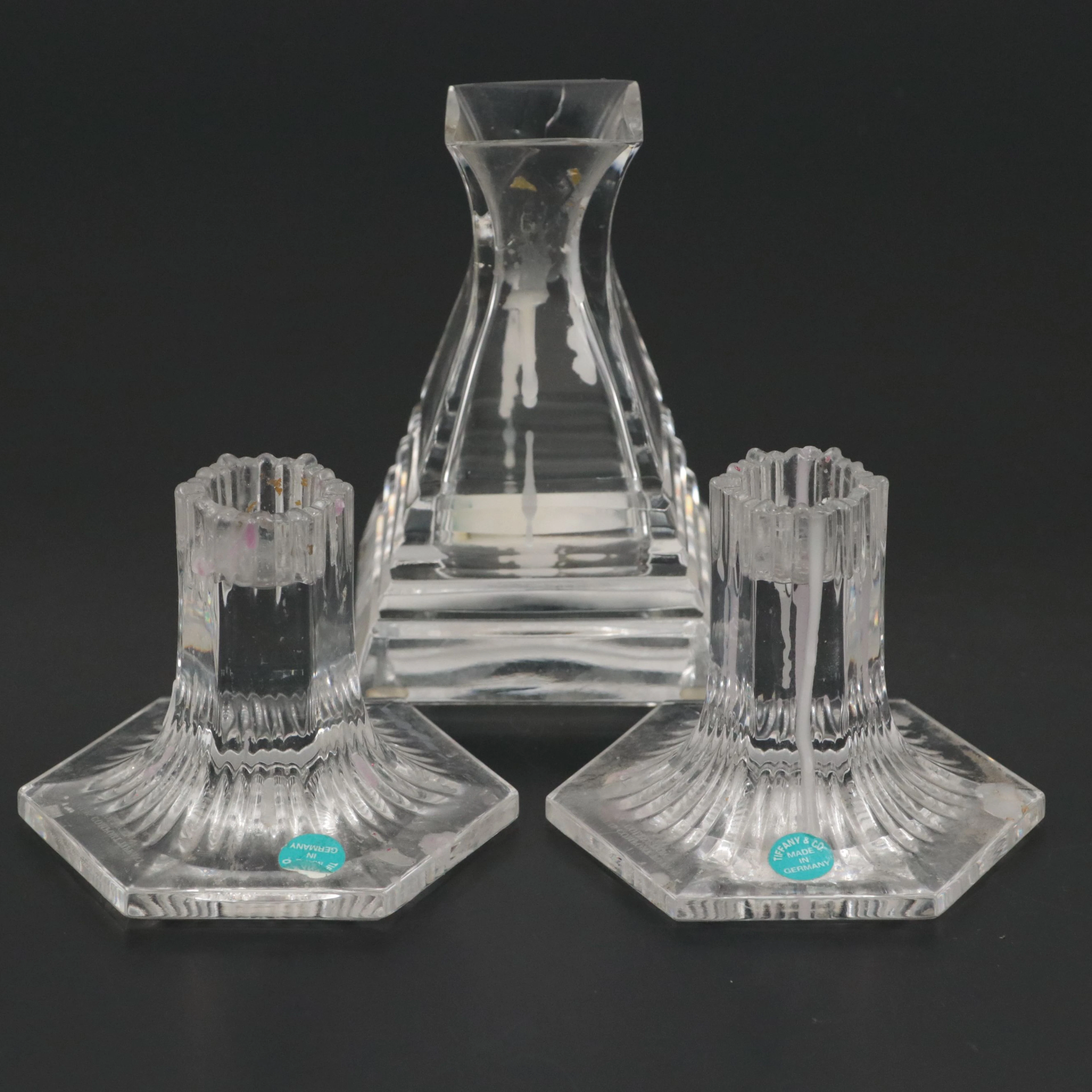 Tiffany & Co. "Metropolis" Vase and "Louis Comfort Tiffany" Candlesticks