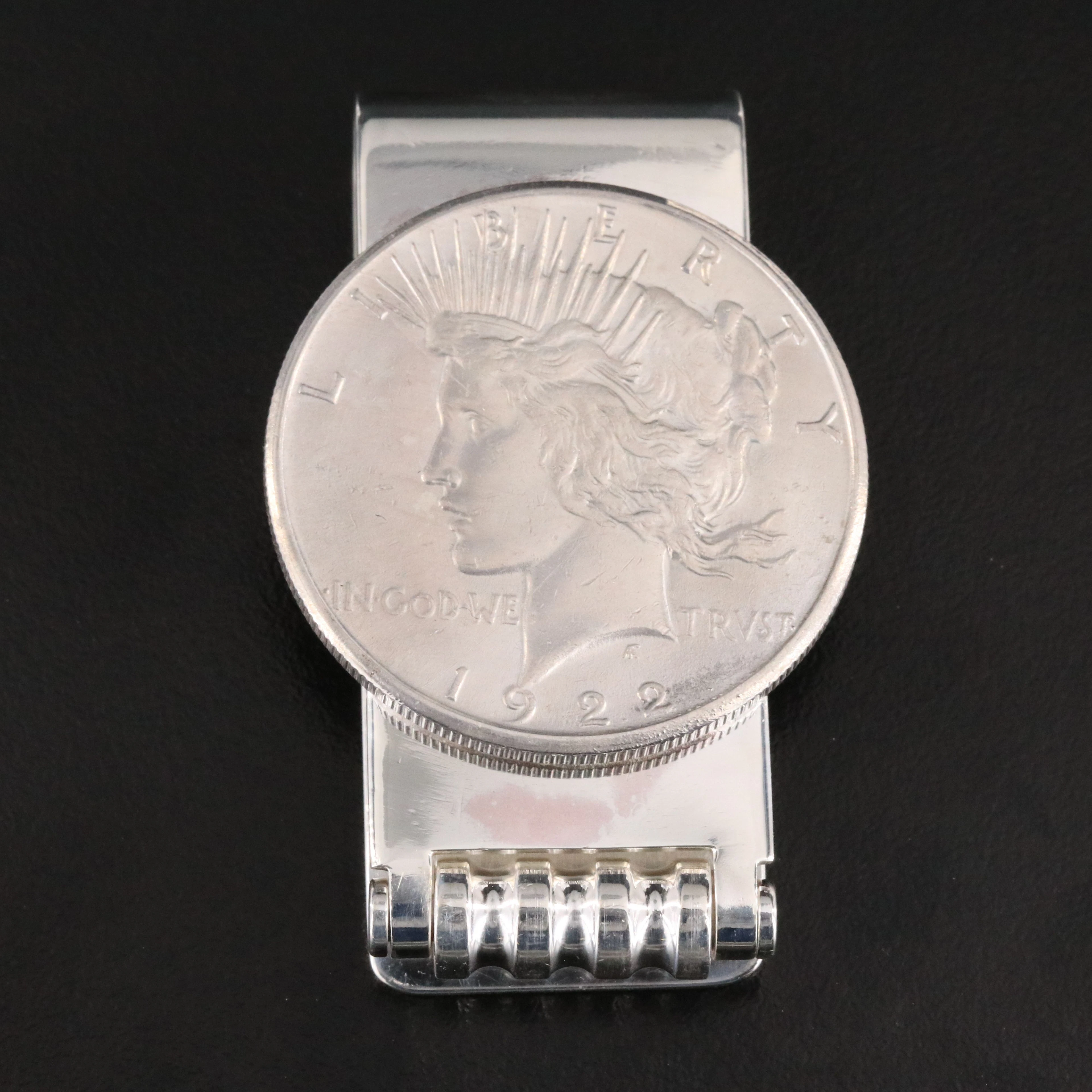 Tiffany & Co. Sterling Roller Money Clip with 1922 Peace Silver Dollar