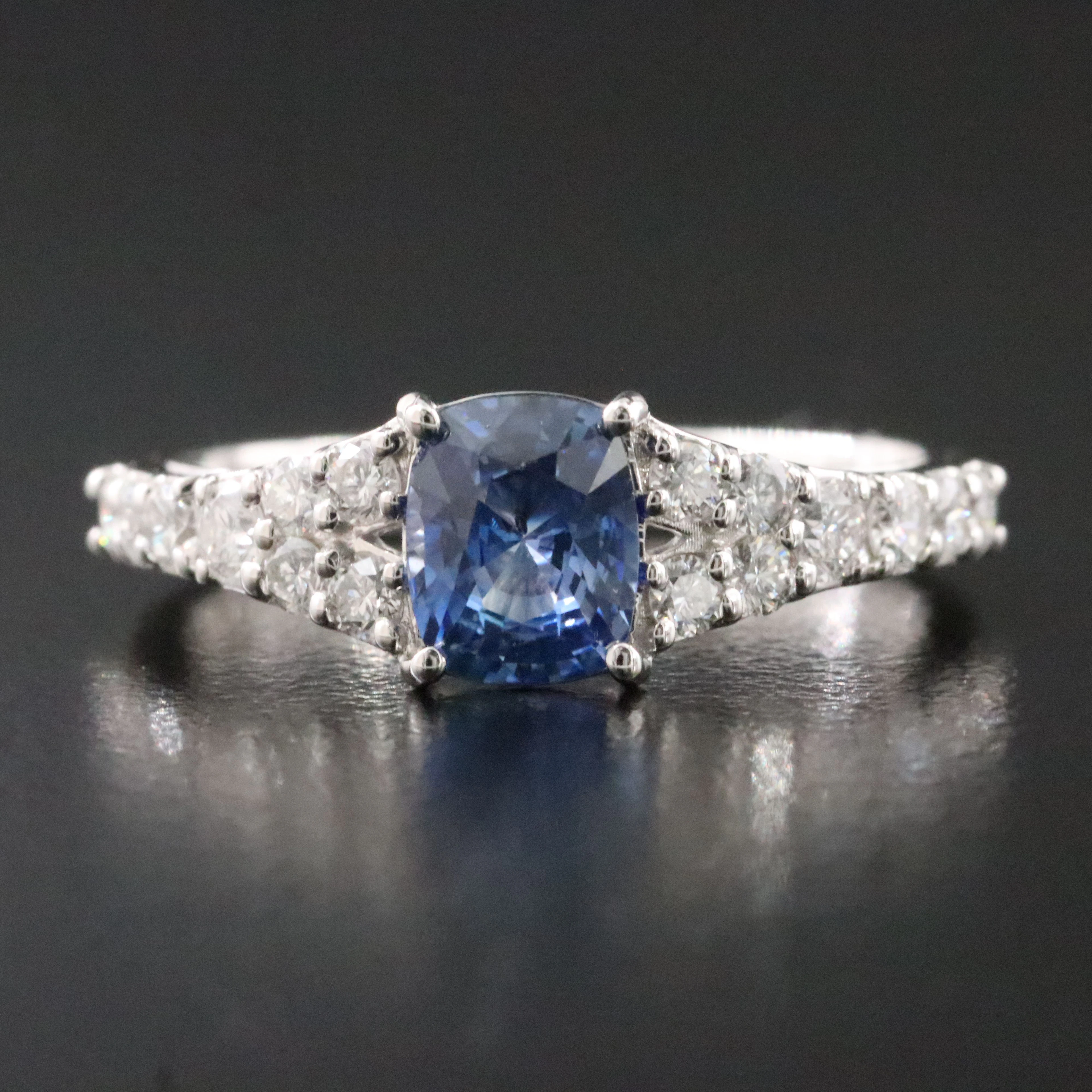 14K 1.02 CT Ceylon Sapphire and Diamond Ring with GIA Report