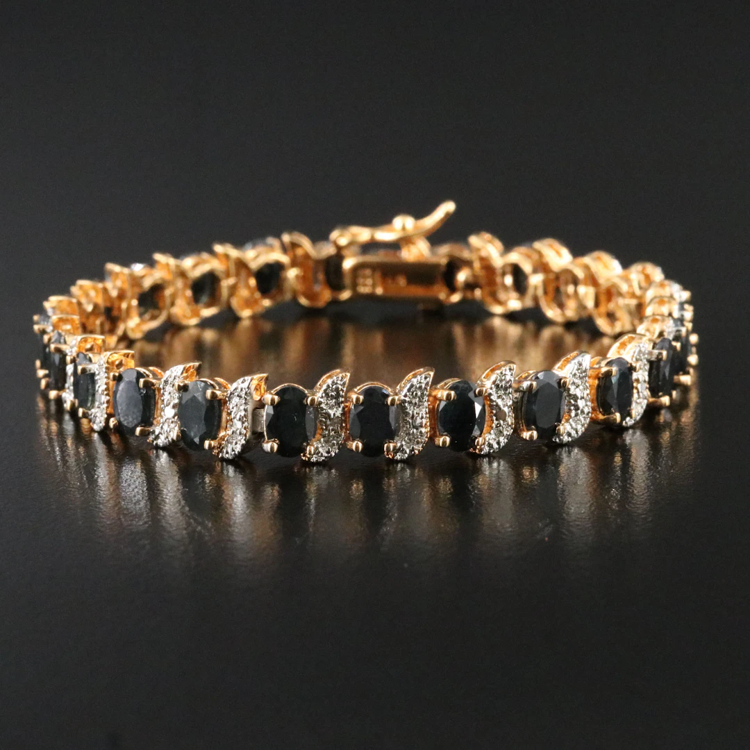 Sterling Sapphire and Diamond Accented Bracelet