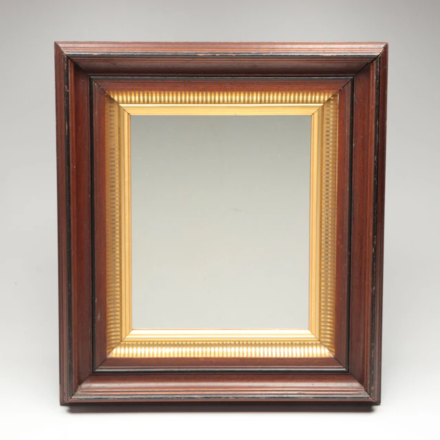 Victorian Walnut, Ebonized, and Parcel Gilt Mirror, Late 19th Century