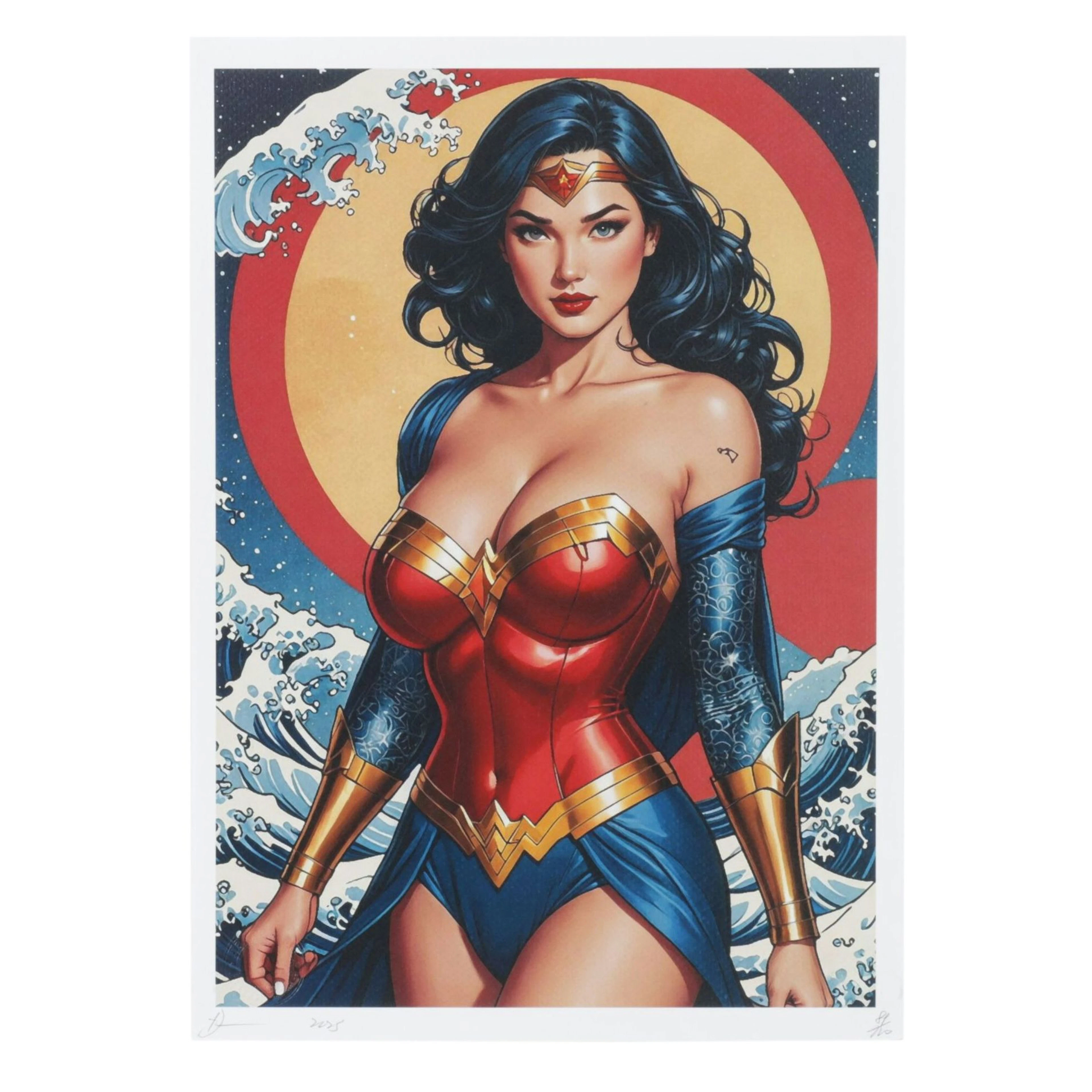 Death NYC Pop Art Graphic Print Homage to Wonder Woman X Hokusai, 2025