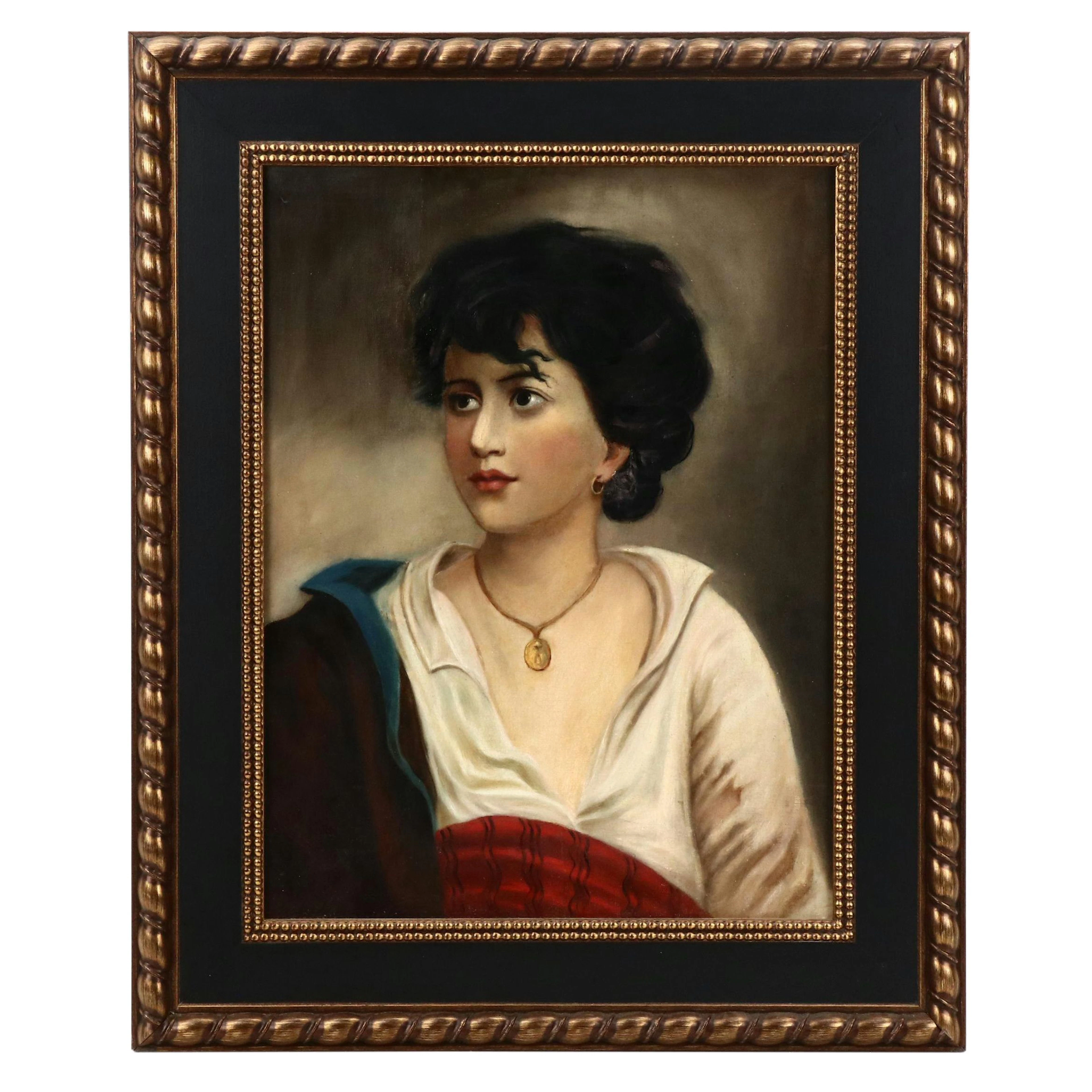 Oil Portrait Painting After Gustav Karl Ludwig Richter "Neapolitan Fisher Boy"