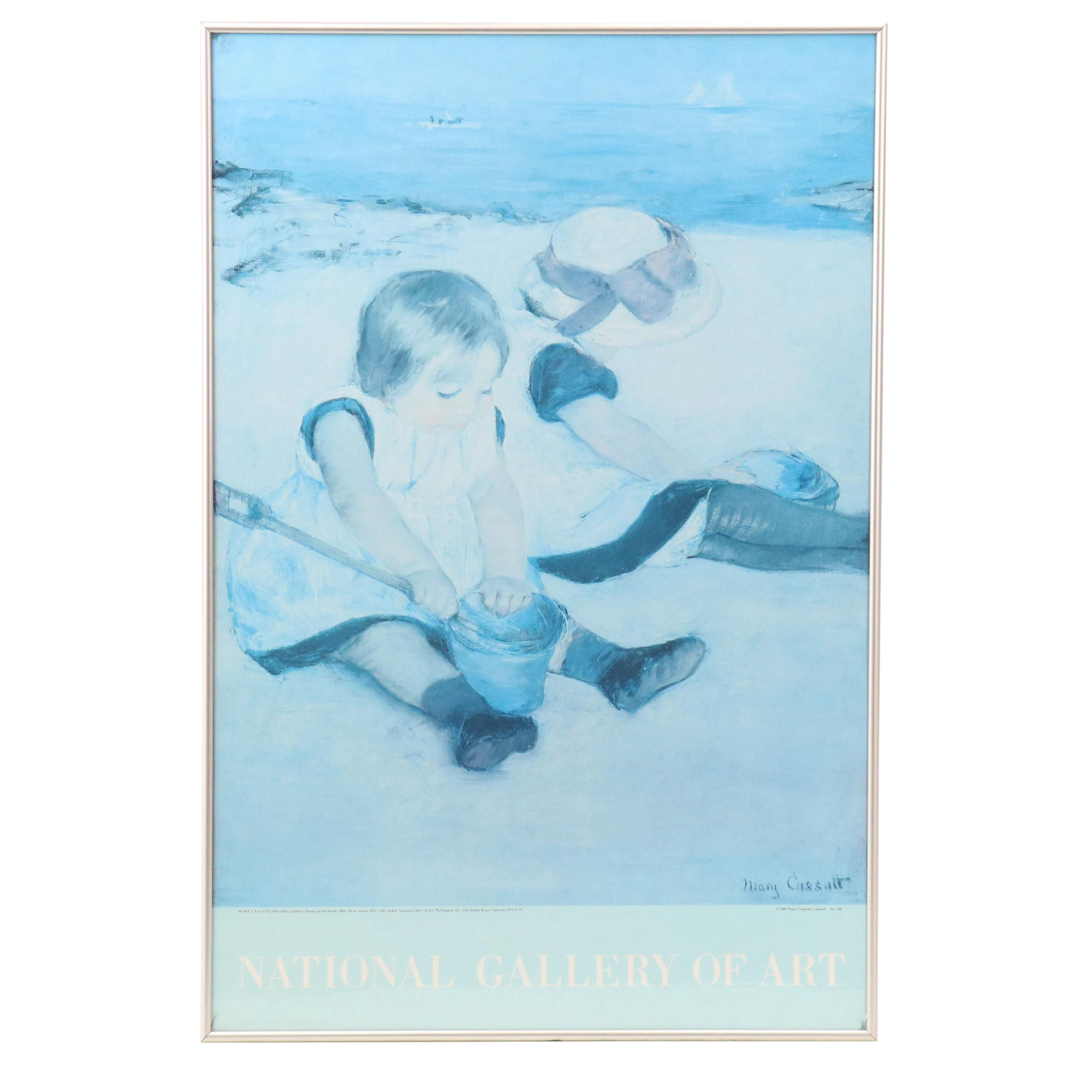 Offset Lithograph Poster After Mary Cassatt "Children Playing on the Beach"
