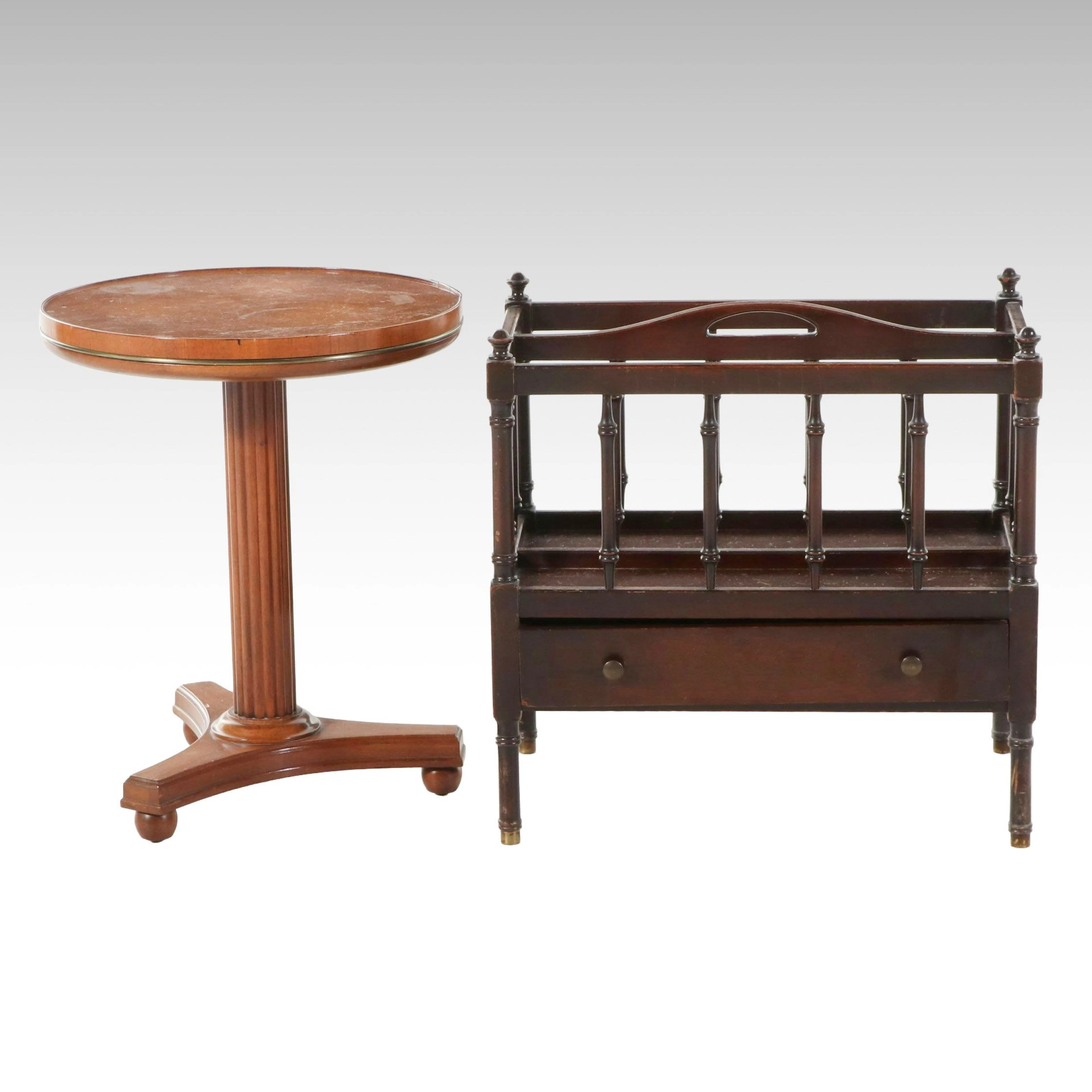 Ronson Furniture Georgian Style Canterbury Magazine Rack with Other Side Table