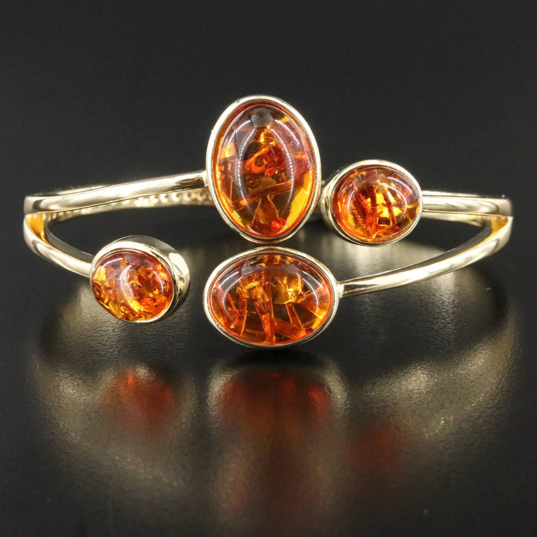 Aurelia Brass Faux Amber Clamper Cuff