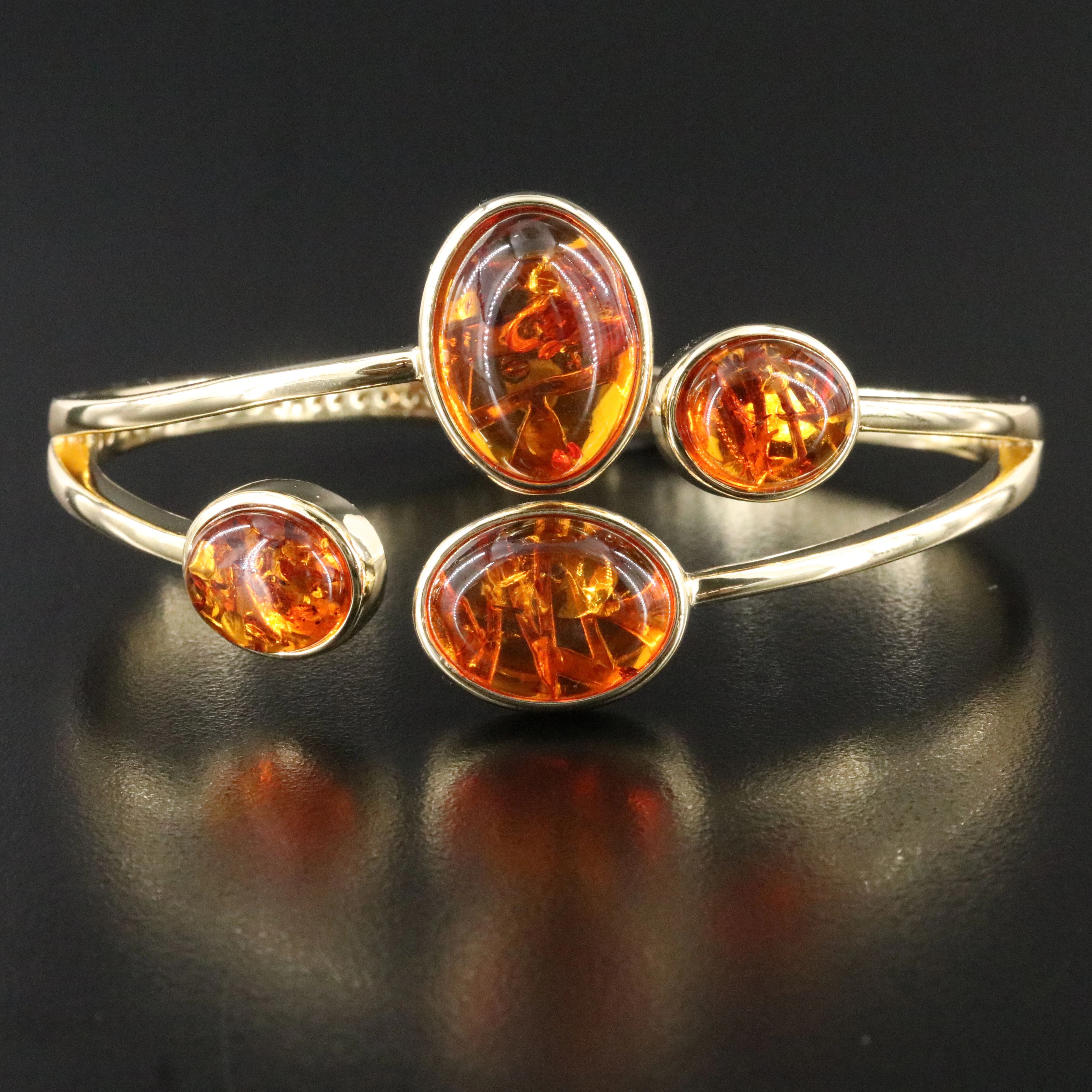 Aurelia Brass Faux Amber Clamper Cuff