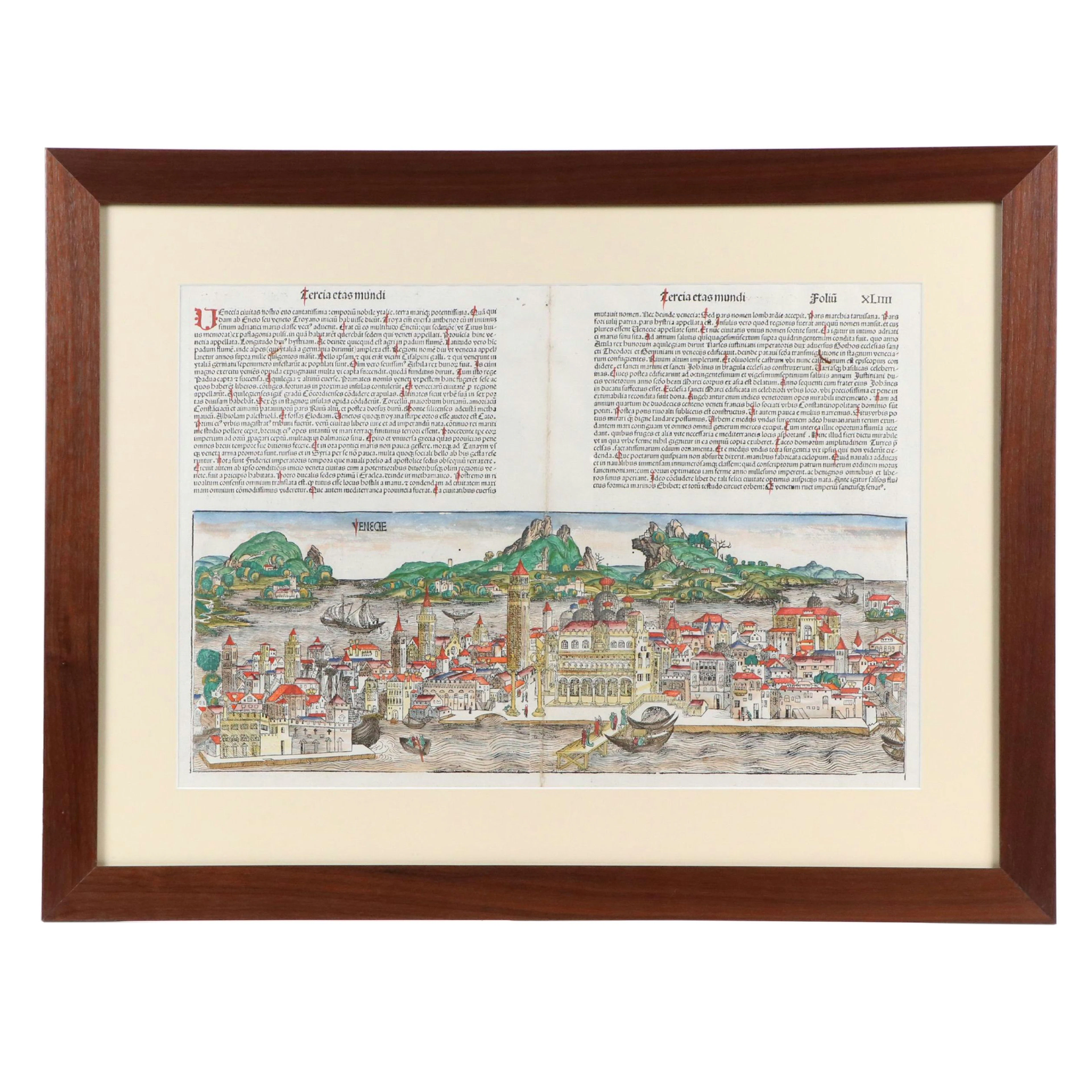 Hand-Colored Latin Manuscript from Hartmann Schedel's "Nuremberg Chronicle"
