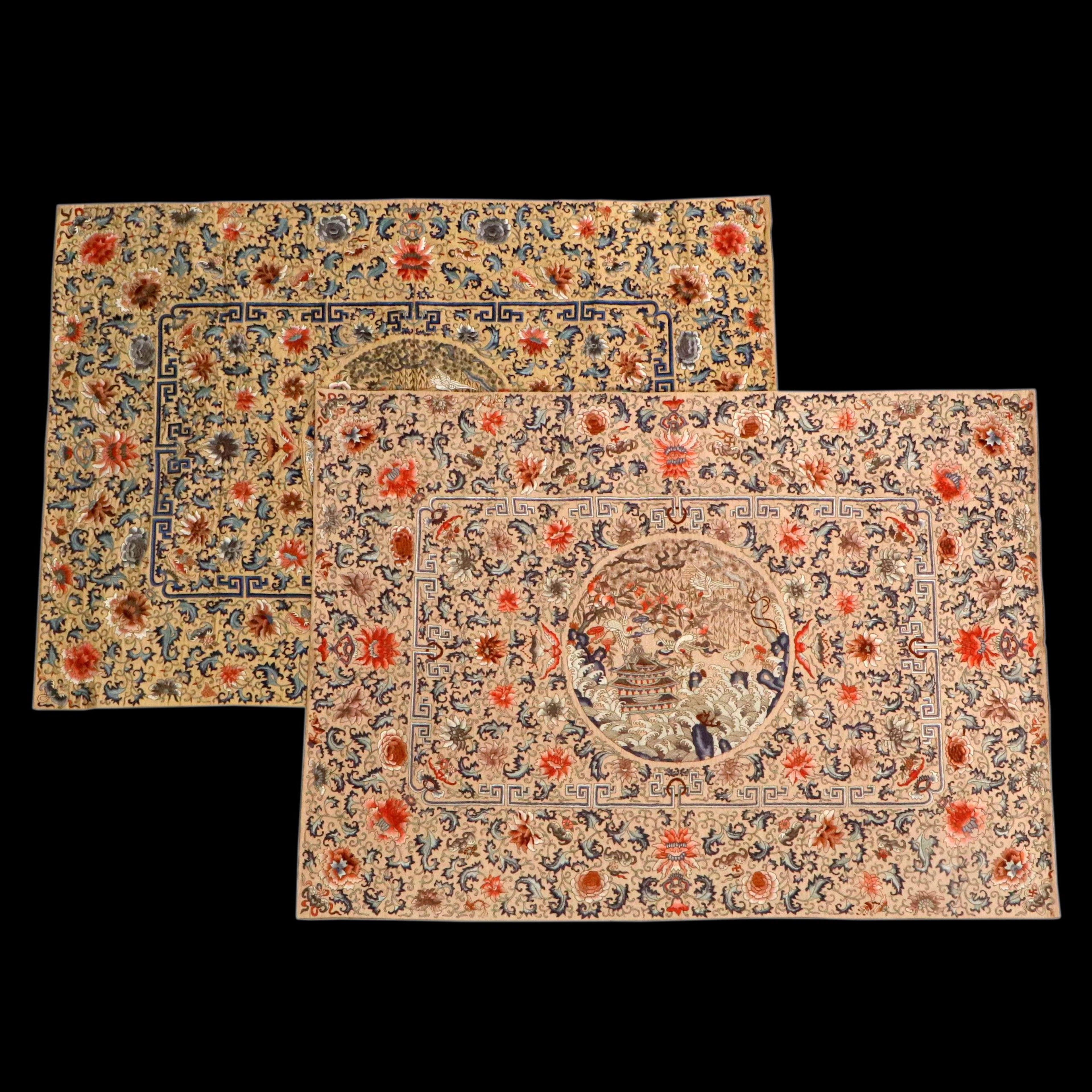 Antique Chinese Embroidered Silk Panels