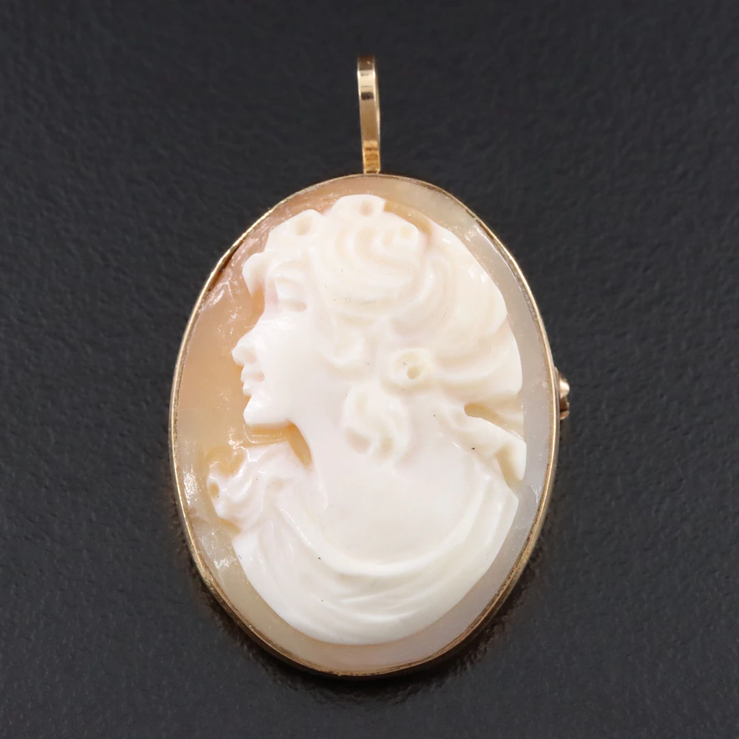14K Shell Cameo Brooch