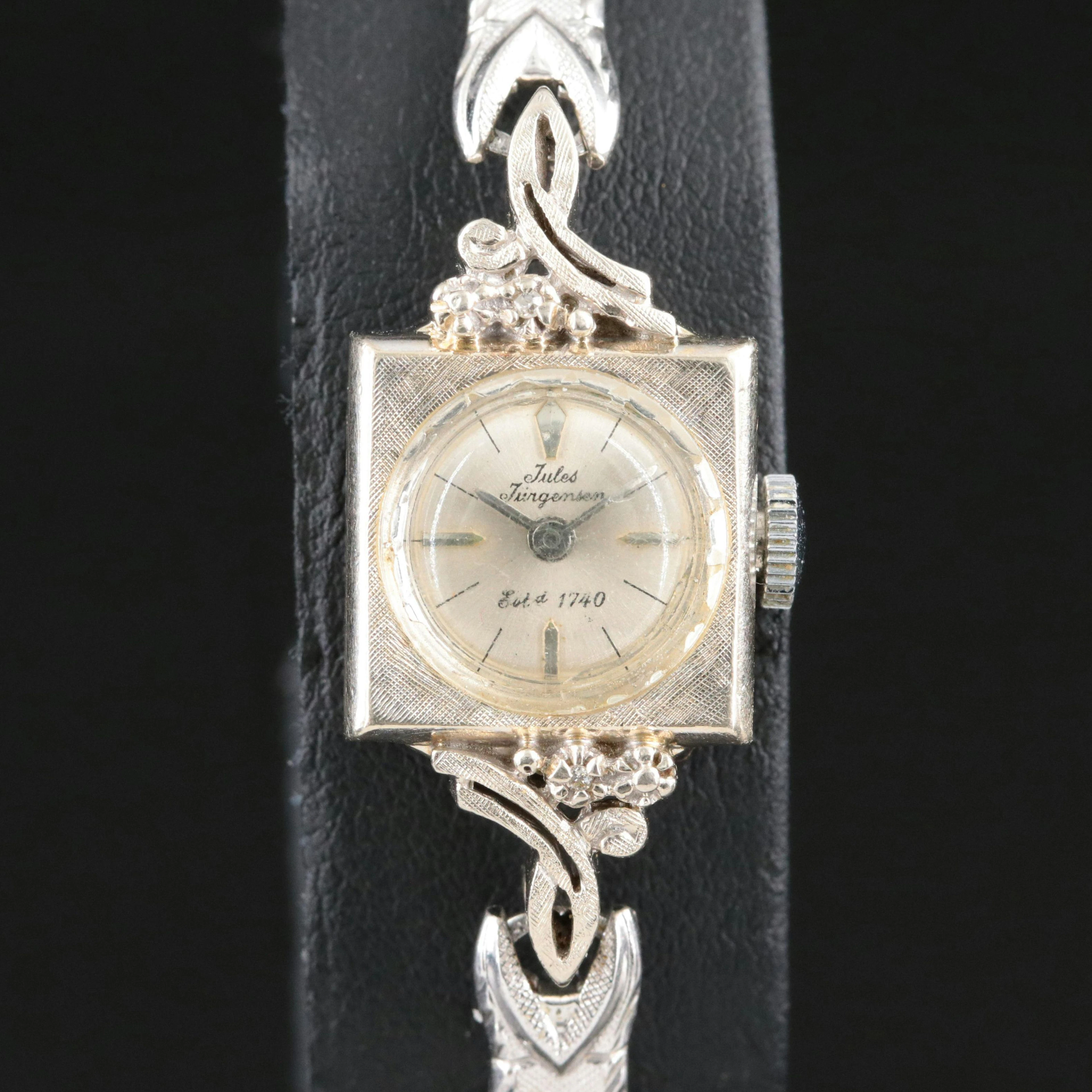 14K Jules Jurgensen Diamond Accented Manual Wind Watch