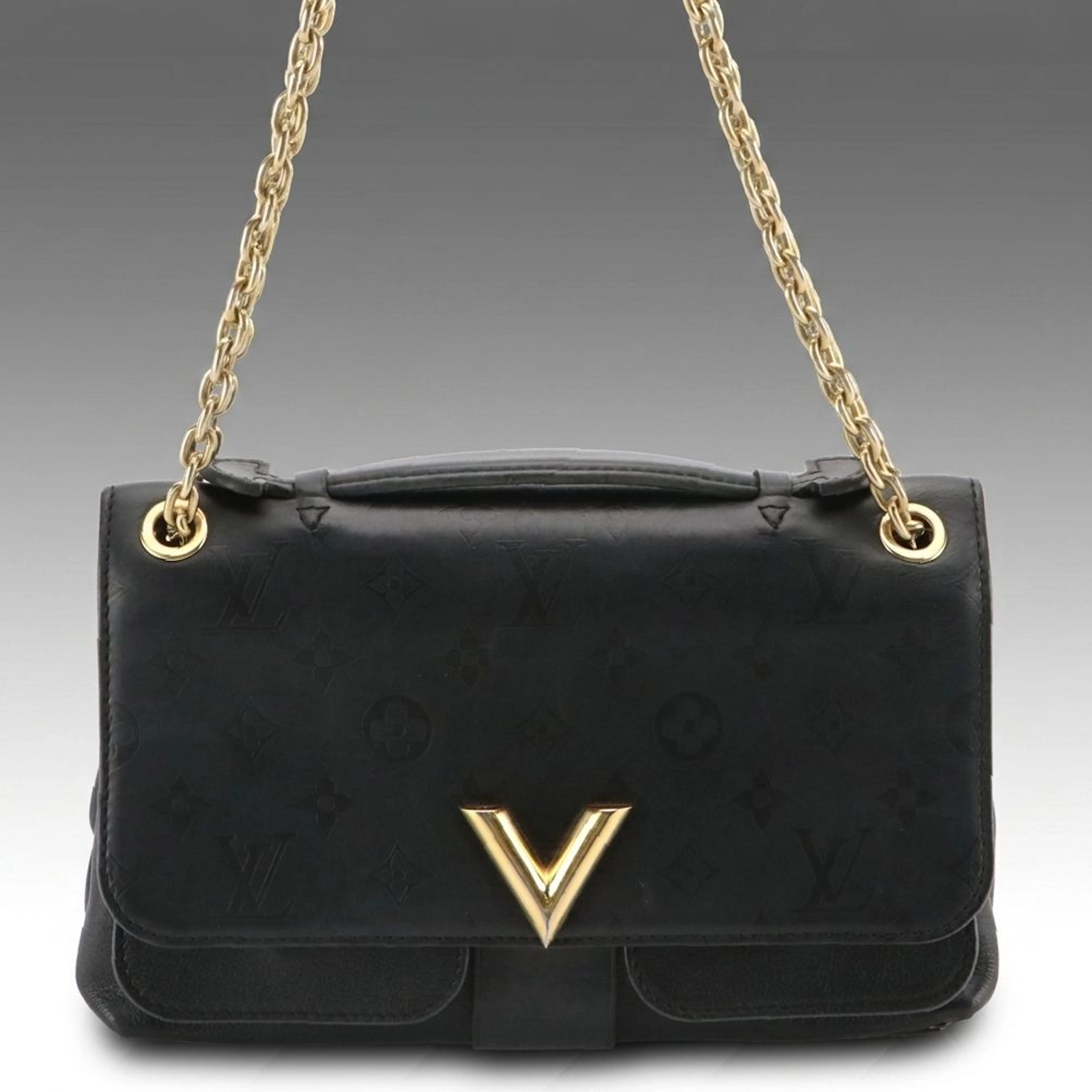 Louis Vuitton Very Chain Two-Way Bag in Black Monogram Plume Ecume Leather