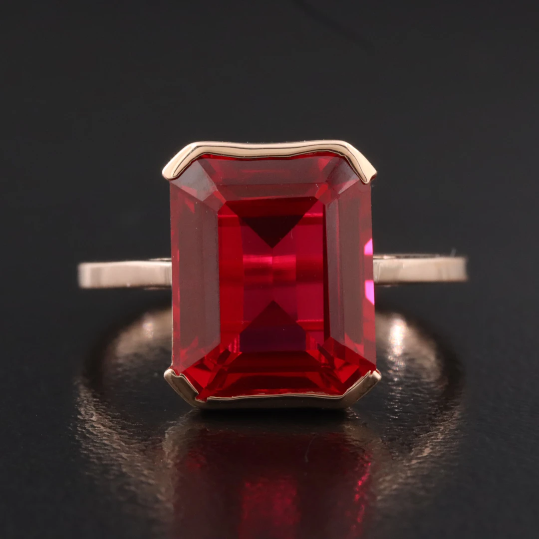 14K Rose Gold Ruby Solitaire Ring