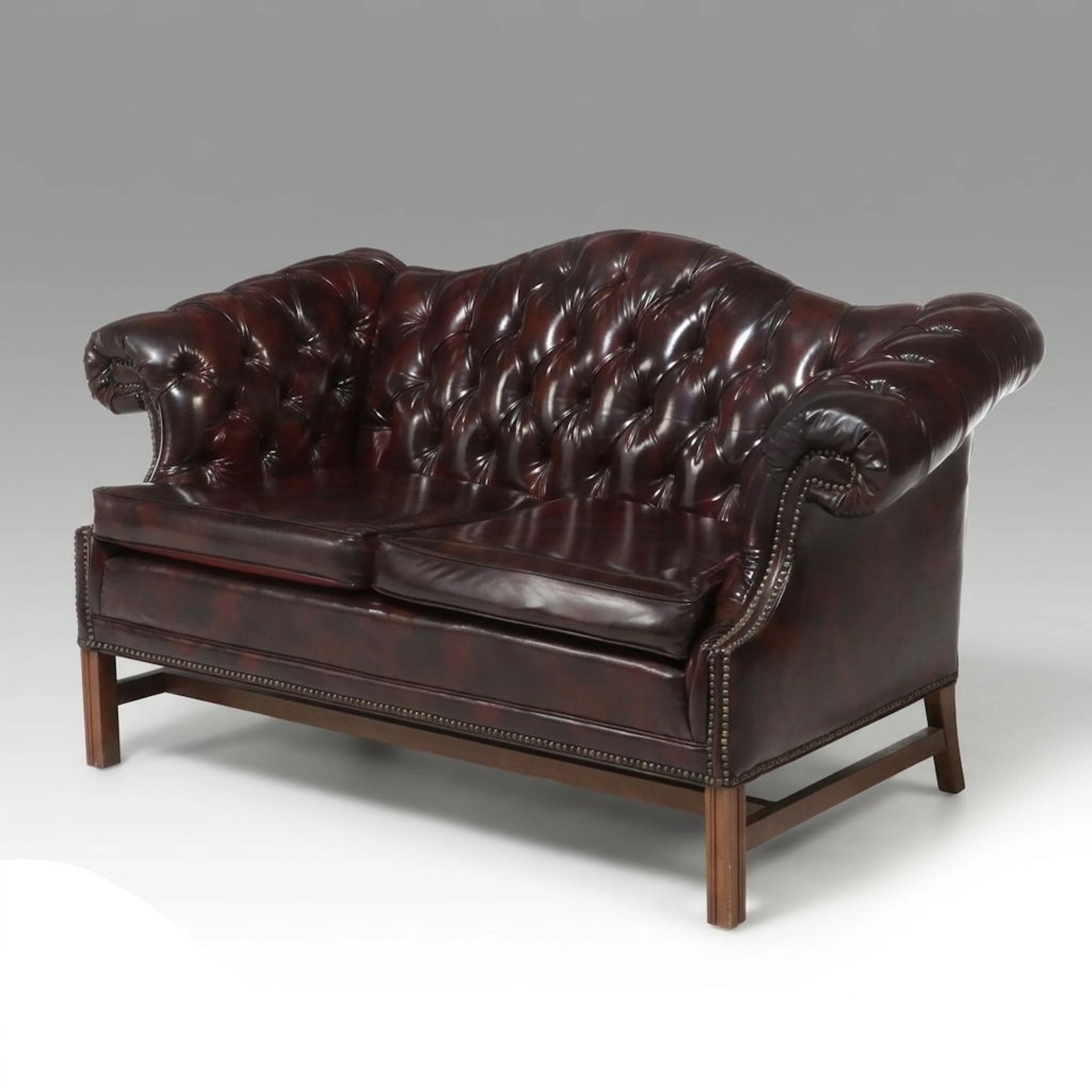 Kimball Chippendale Style Button-Tufted Chesterfield Loveseat