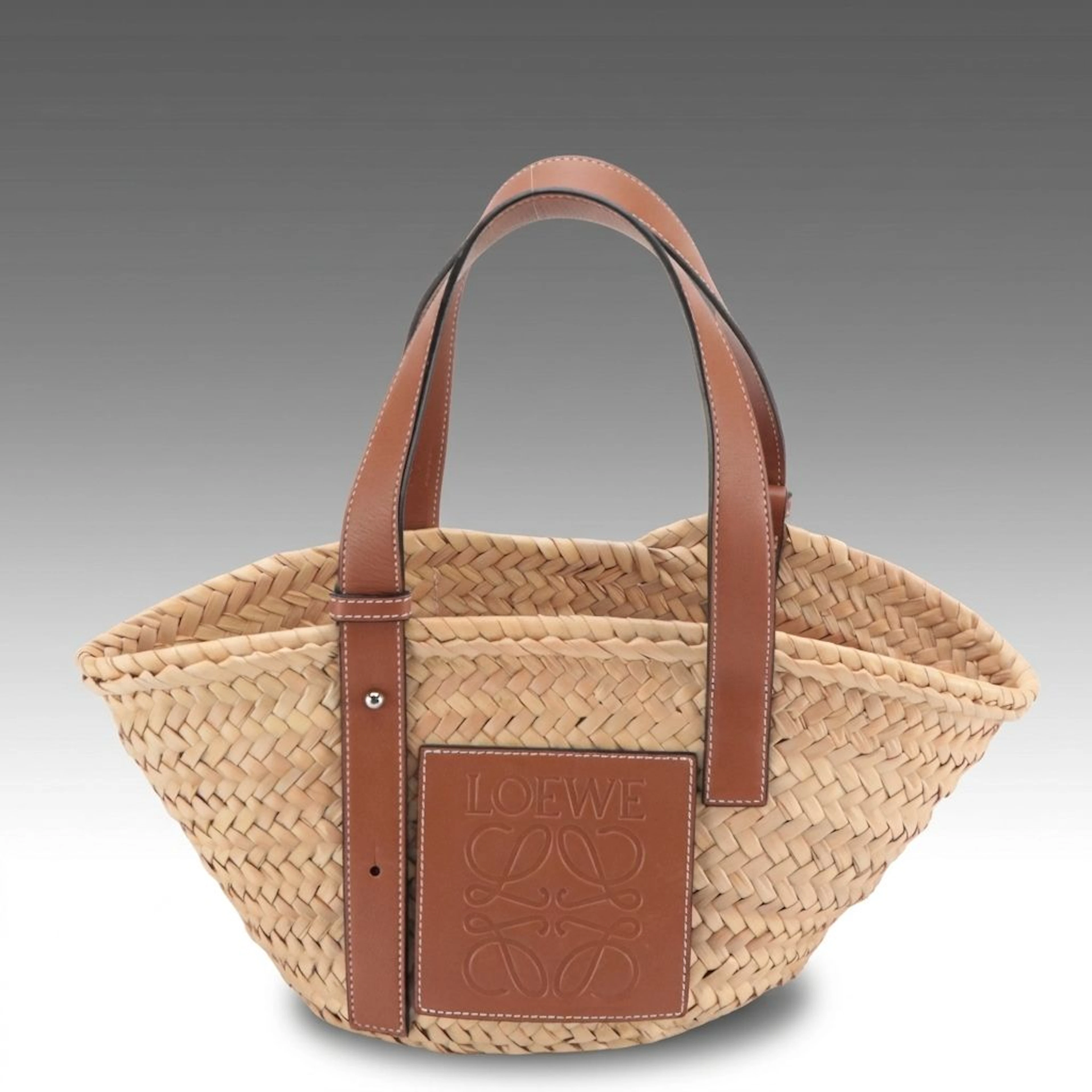 Loewe Small Raffia Basket Anagram Tote Bag