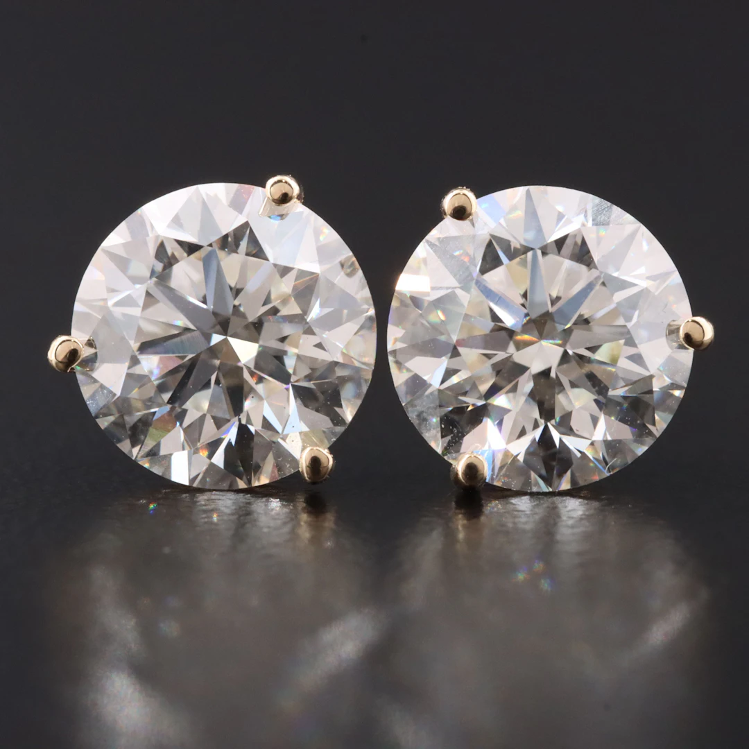 14K 5.12 CTW Lab Grown Diamond Solitaire Earrings with IGI Reports