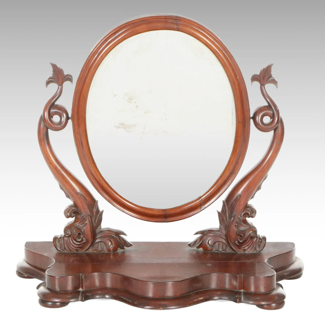 Early Victorian Carved Mahogany Tabletop Dressing Mirror, Mid-19th Century