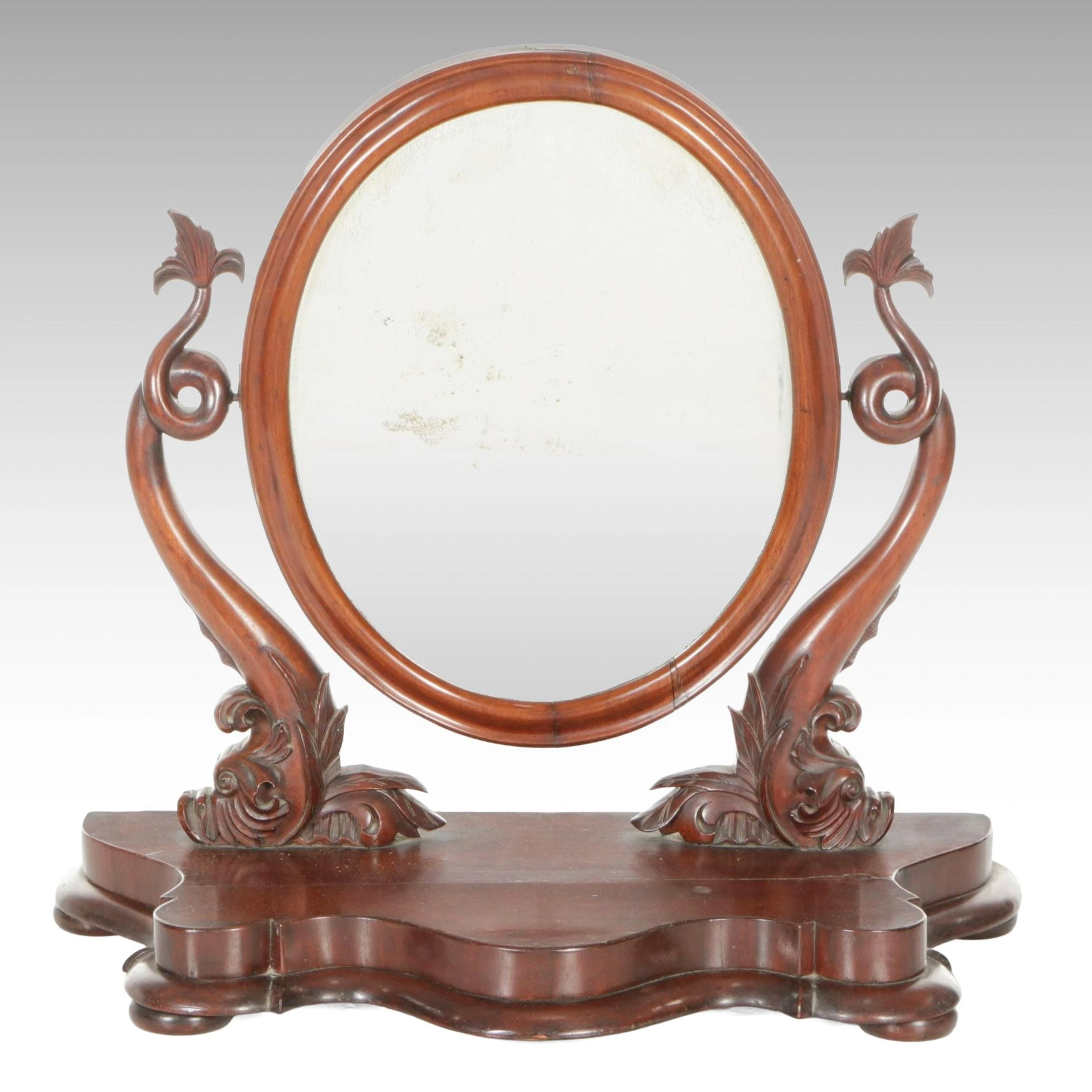 Early Victorian Carved Mahogany Tabletop Dressing Mirror, Mid-19th Century