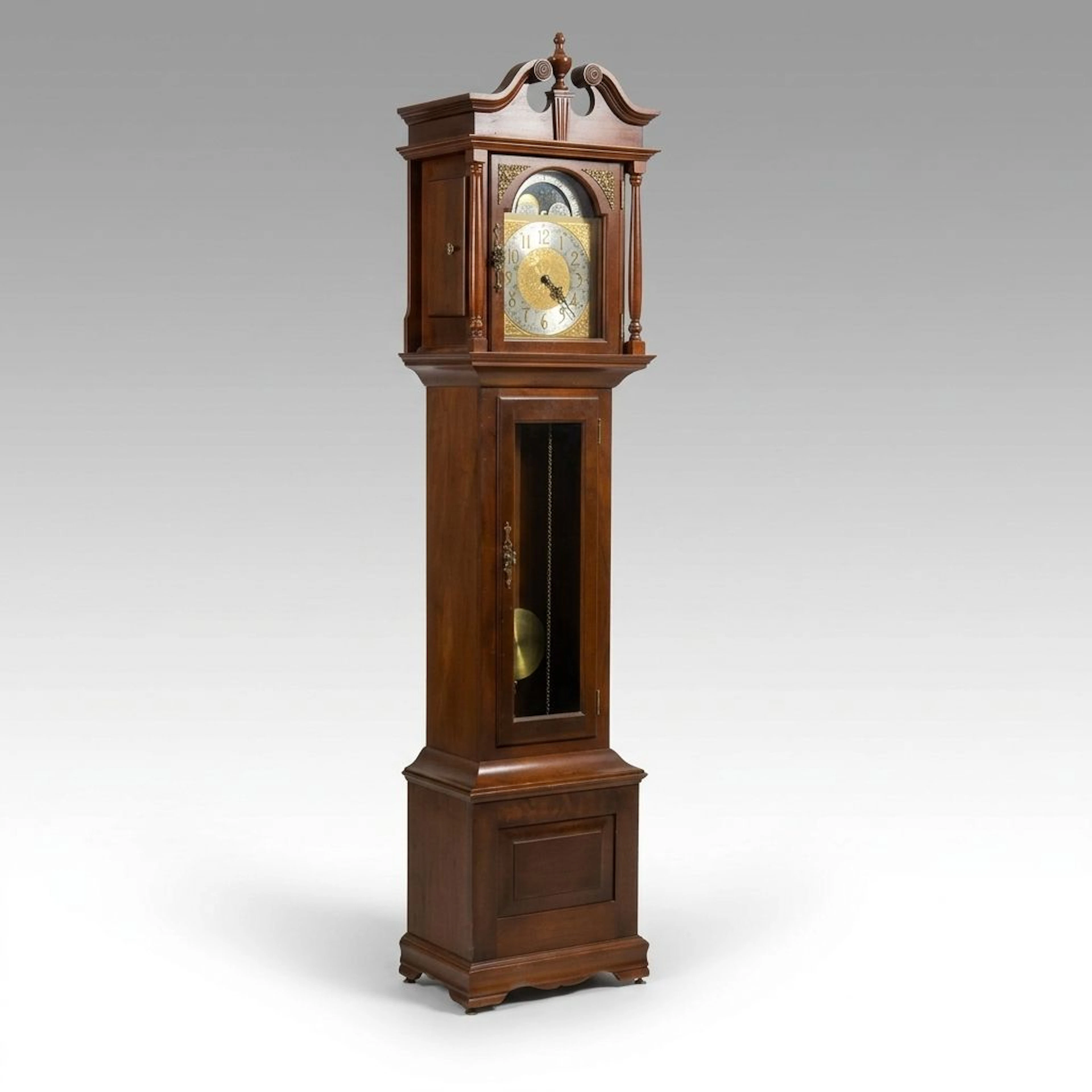 Federal Style Walnut Grandfather Clock, Late 20th Century