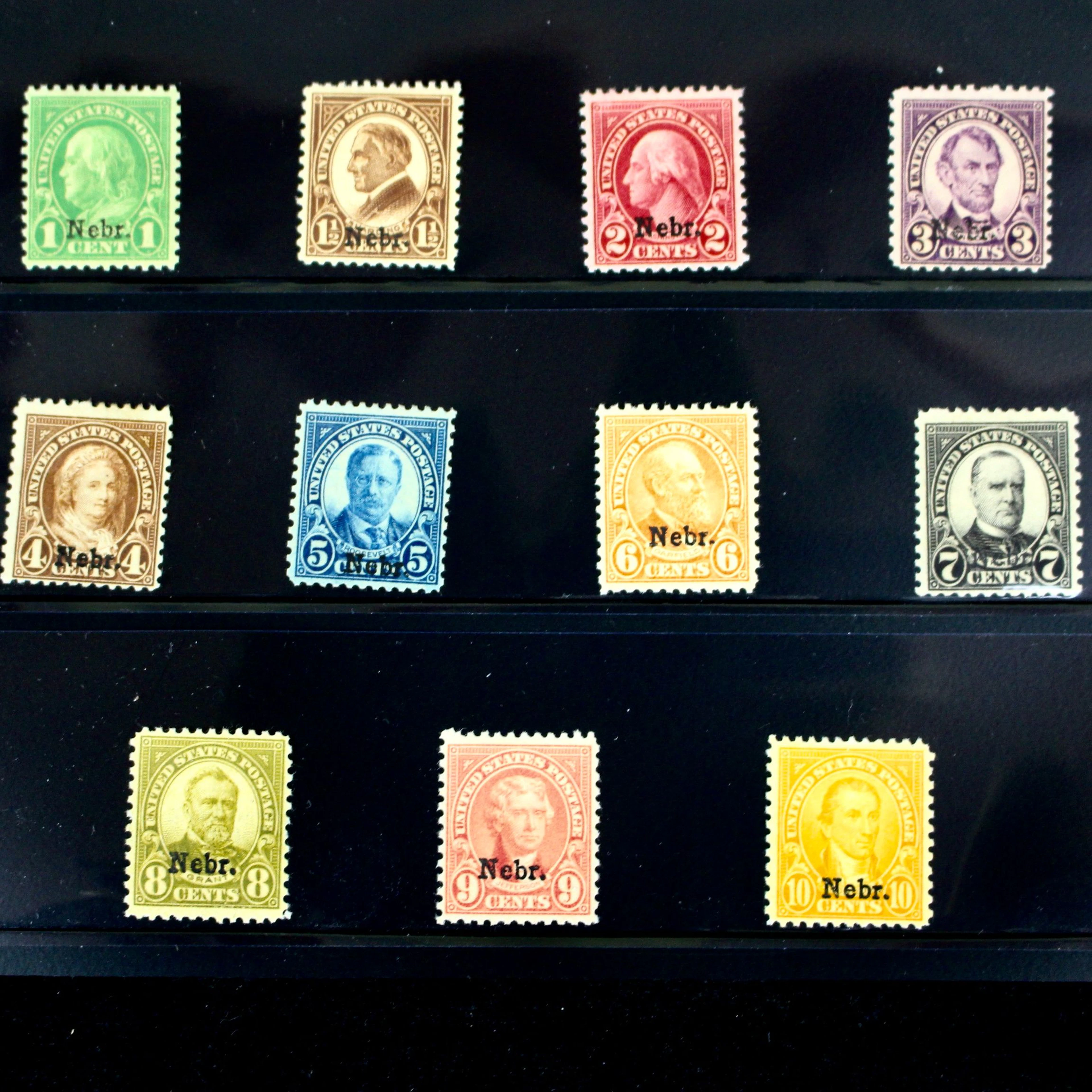1929 Kansas-Nebraska Overprint Stamp Set, MH, Scott 658 to 679