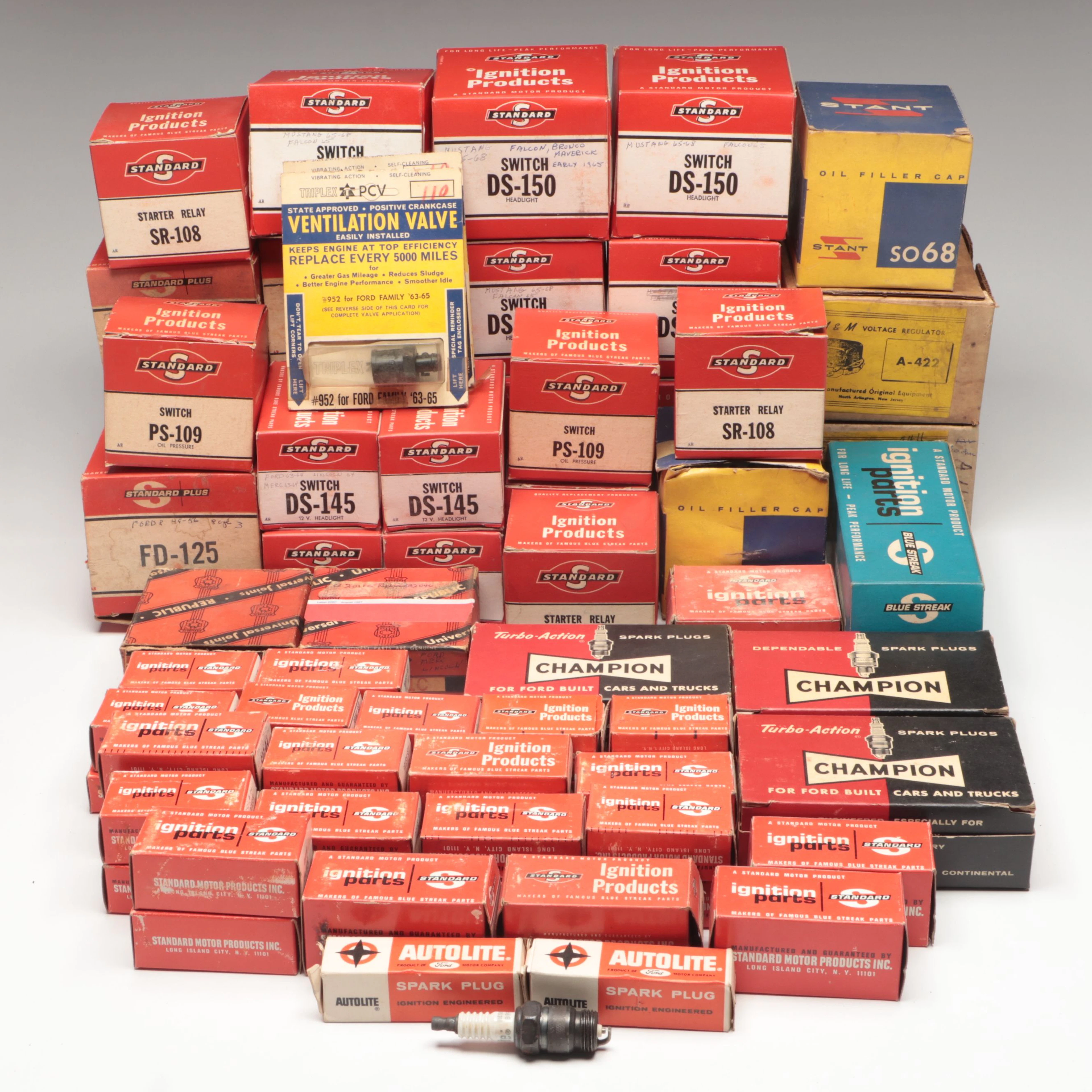 Ford Autolite and Champion Turbo-Action Spark Plugs, Starter Relays and More