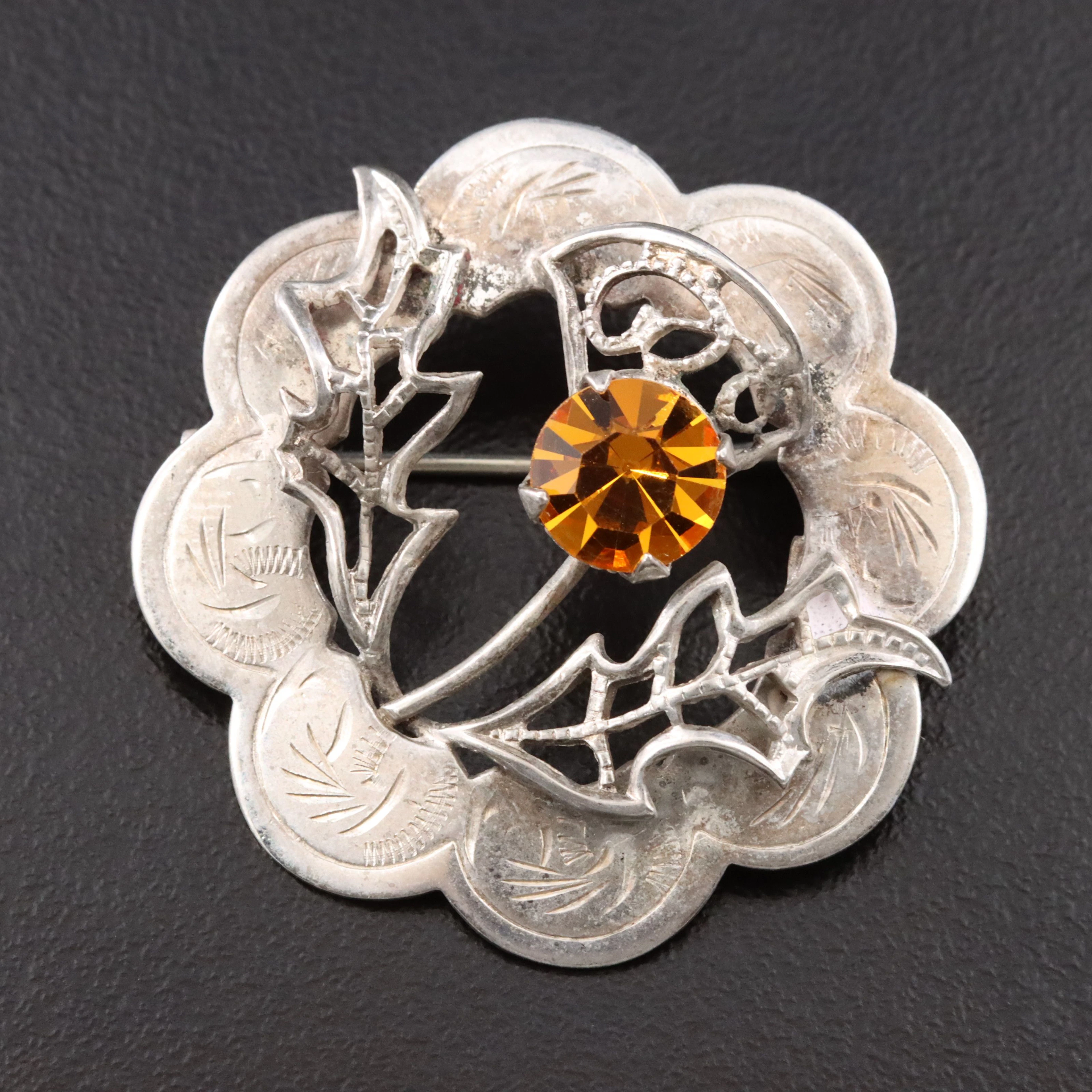 Scottish Thistle Rhinestone Brooch
