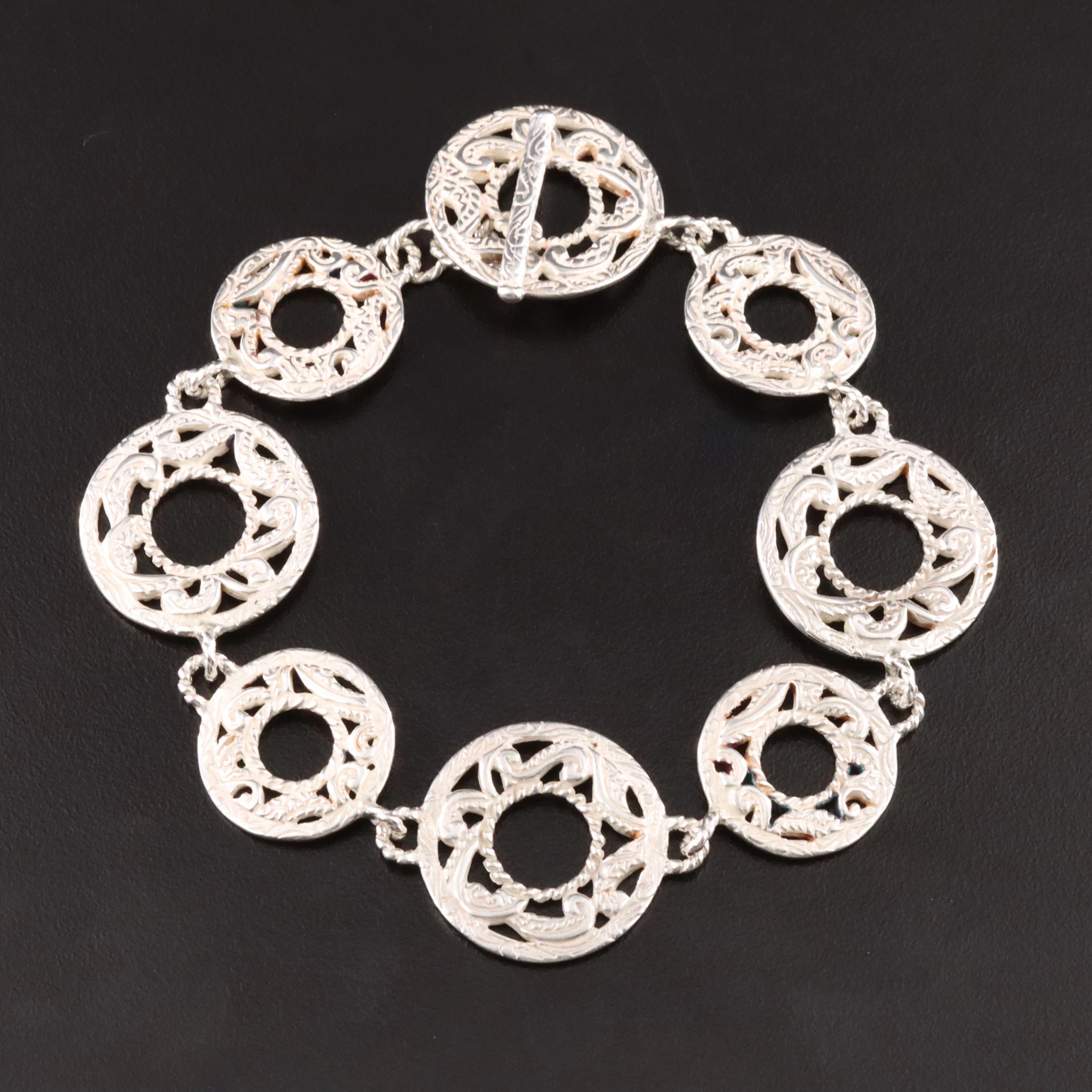 Carolyn Pollack for Relios Sterling Scroll Link Bracelet