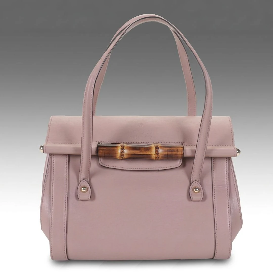 Gucci Bamboo Bullet Top Handle Bag in Pink Leather