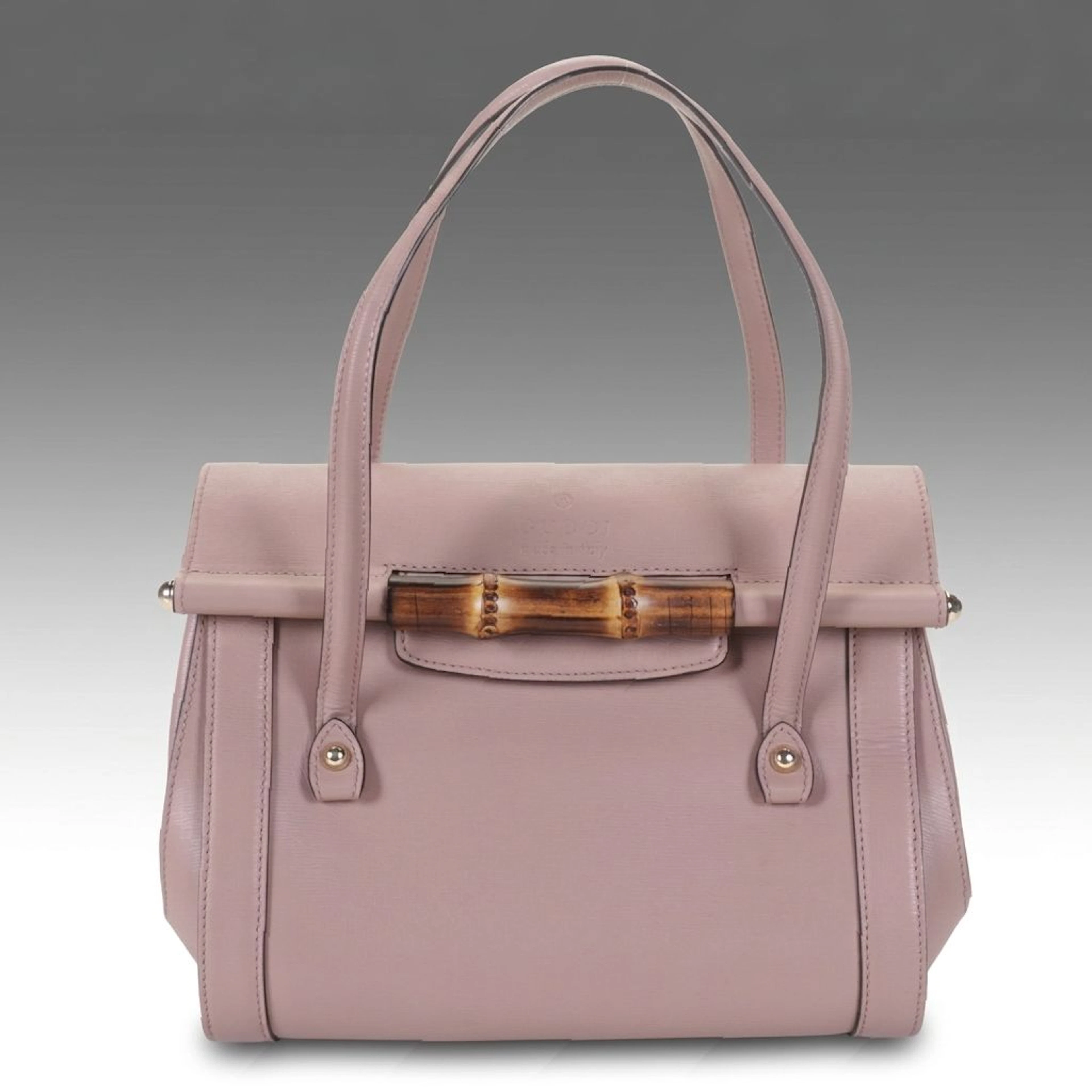 Gucci Bamboo Bullet Top Handle Bag in Pink Leather