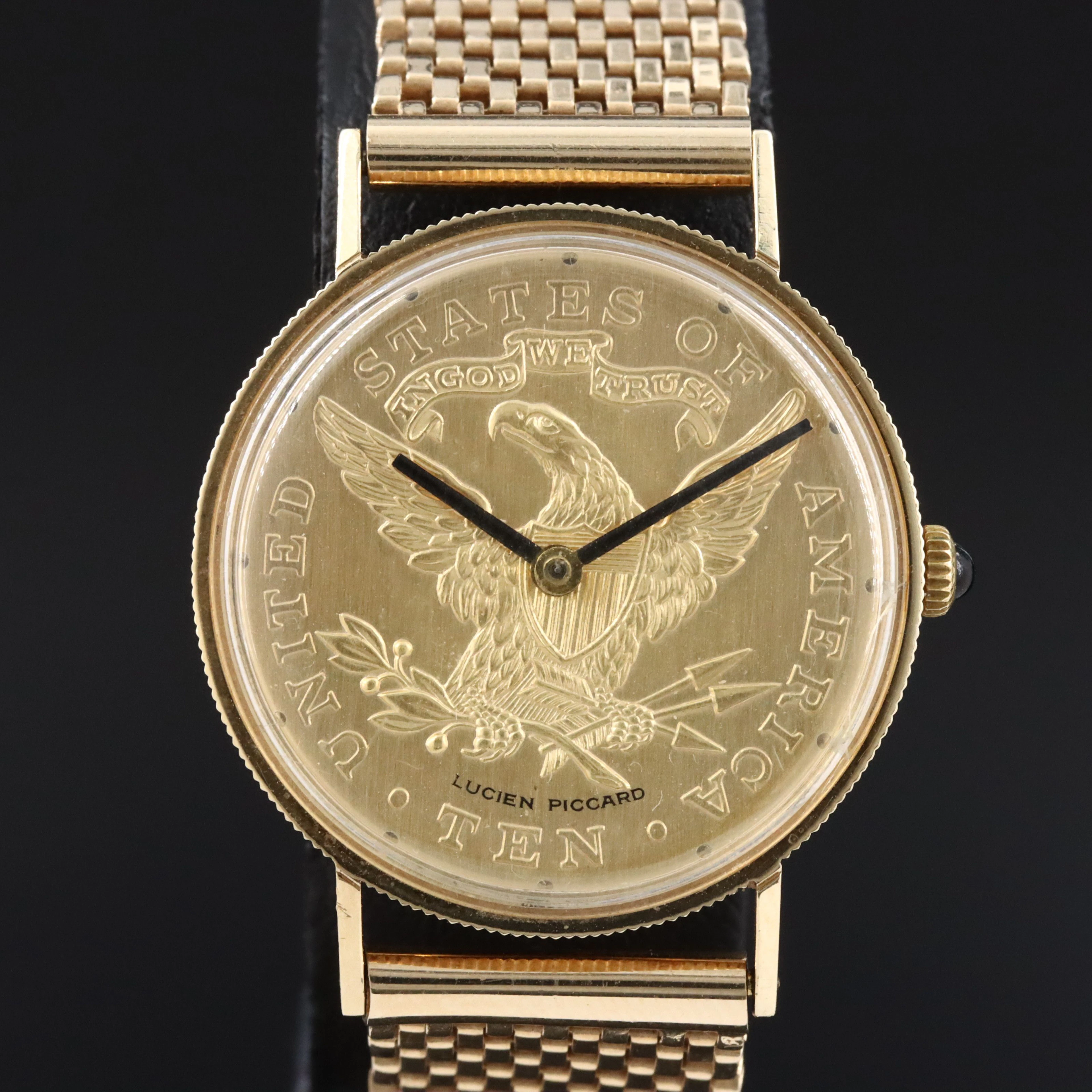 Lucien Piccard 14K Quartz Watch with Base Metal Eagle Dial